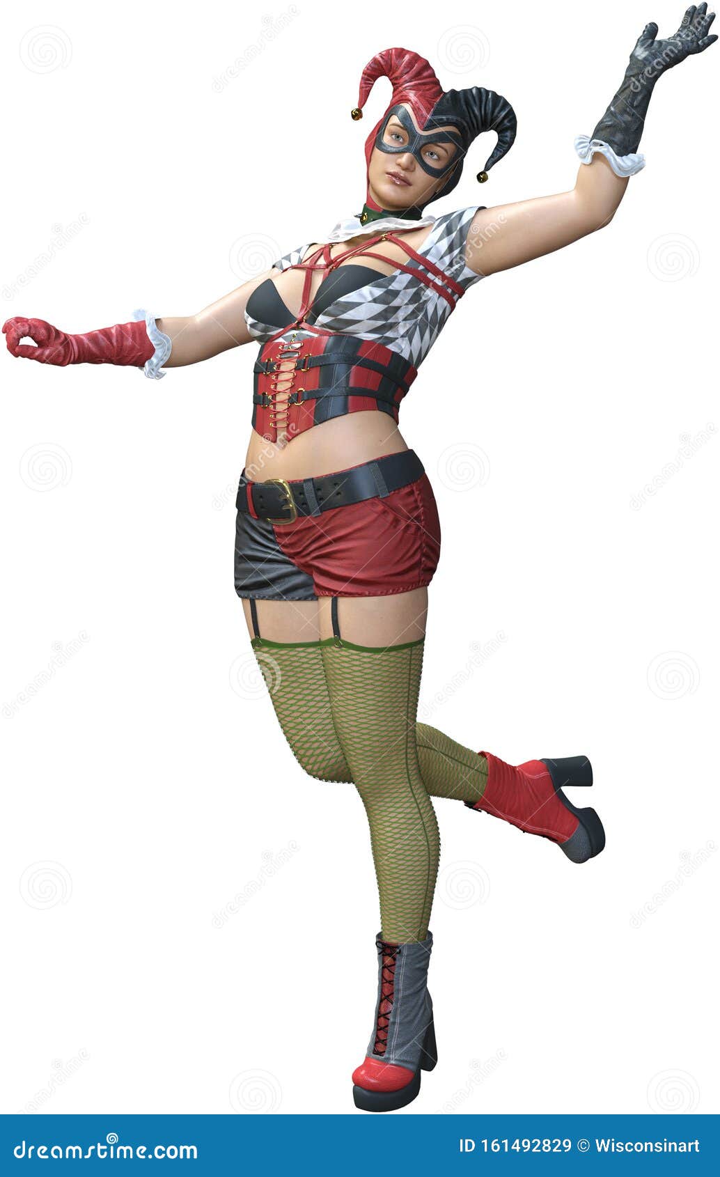 Lady Female Woman Jester Isolated Stock 