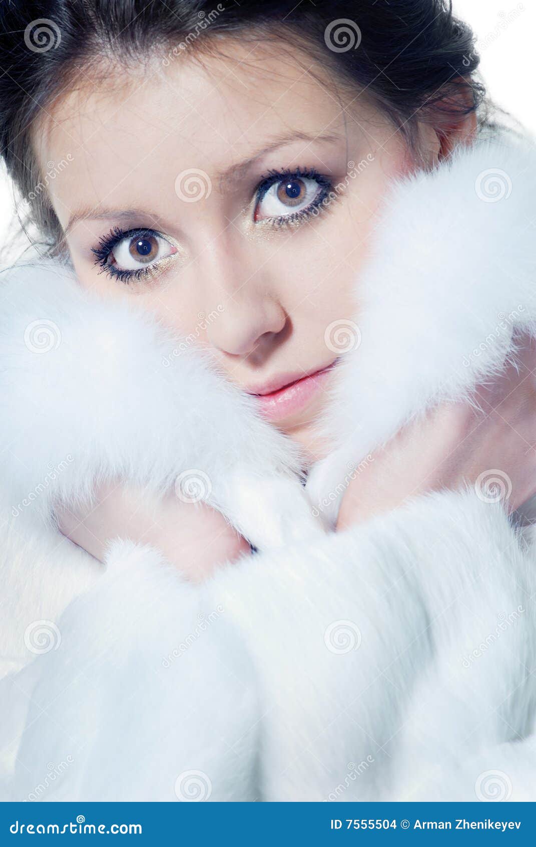 Lady in the fur coat stock photo. Image of beautiful, studio - 7555504