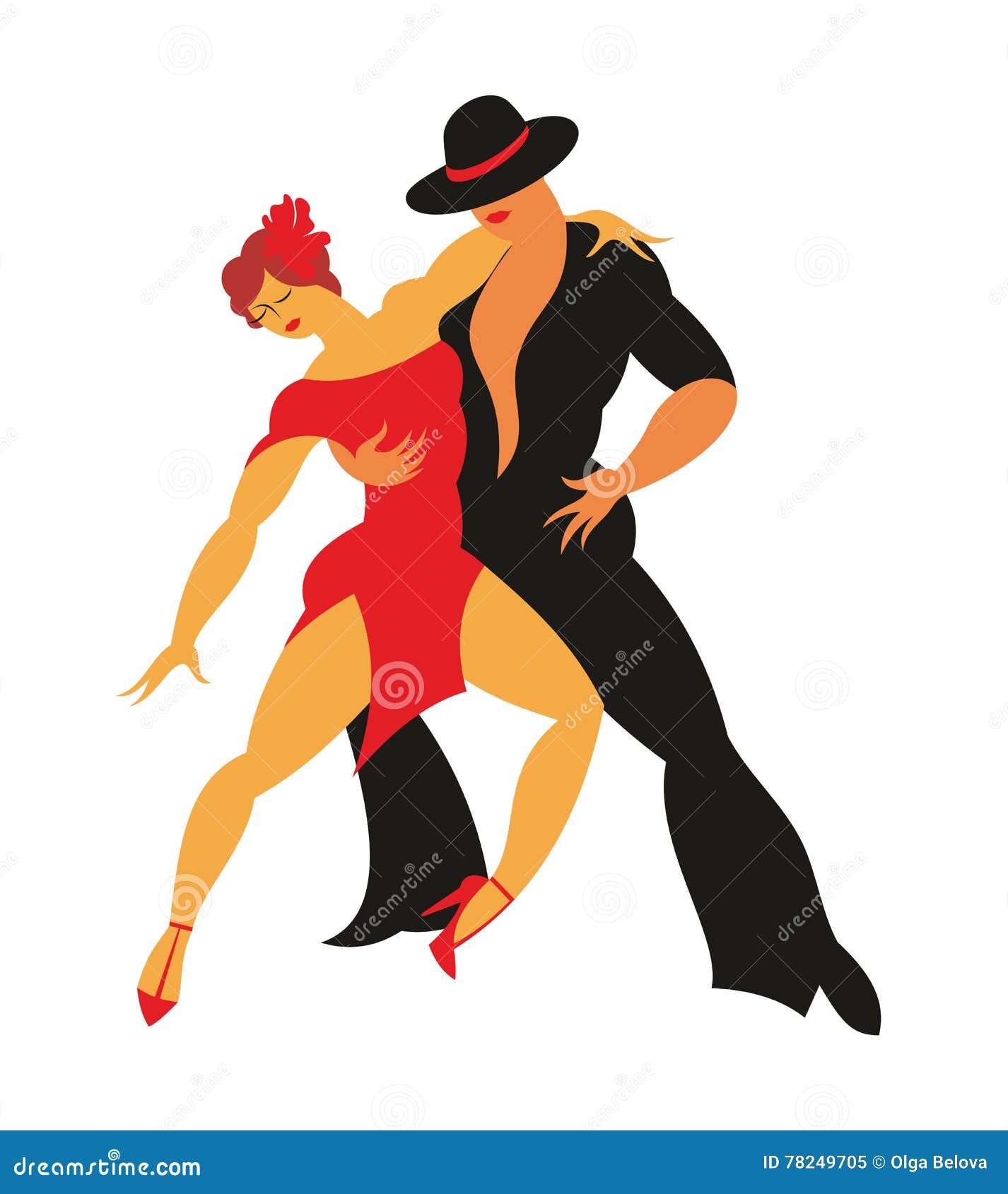 Lady And Gentleman Dance Tango Cartoon Vector | CartoonDealer.com #78249705