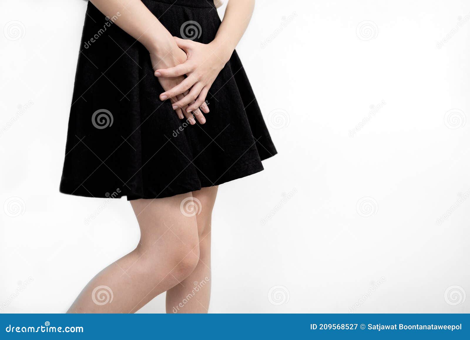 lady girl with leucorrhoea,vaginitis,bacterial infection,young woman cover crotch or hold over her vagina with hands,vaginal