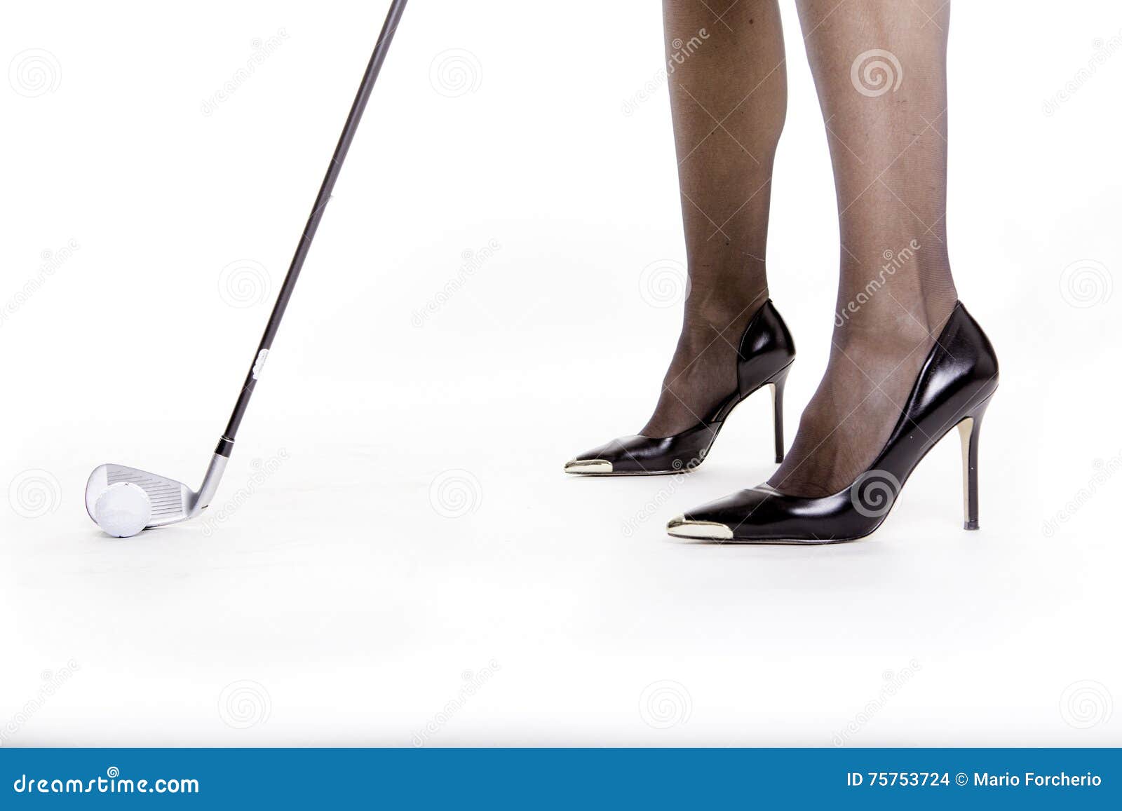Lady golfer with heels stock photo. Image of shoes, player 75753724