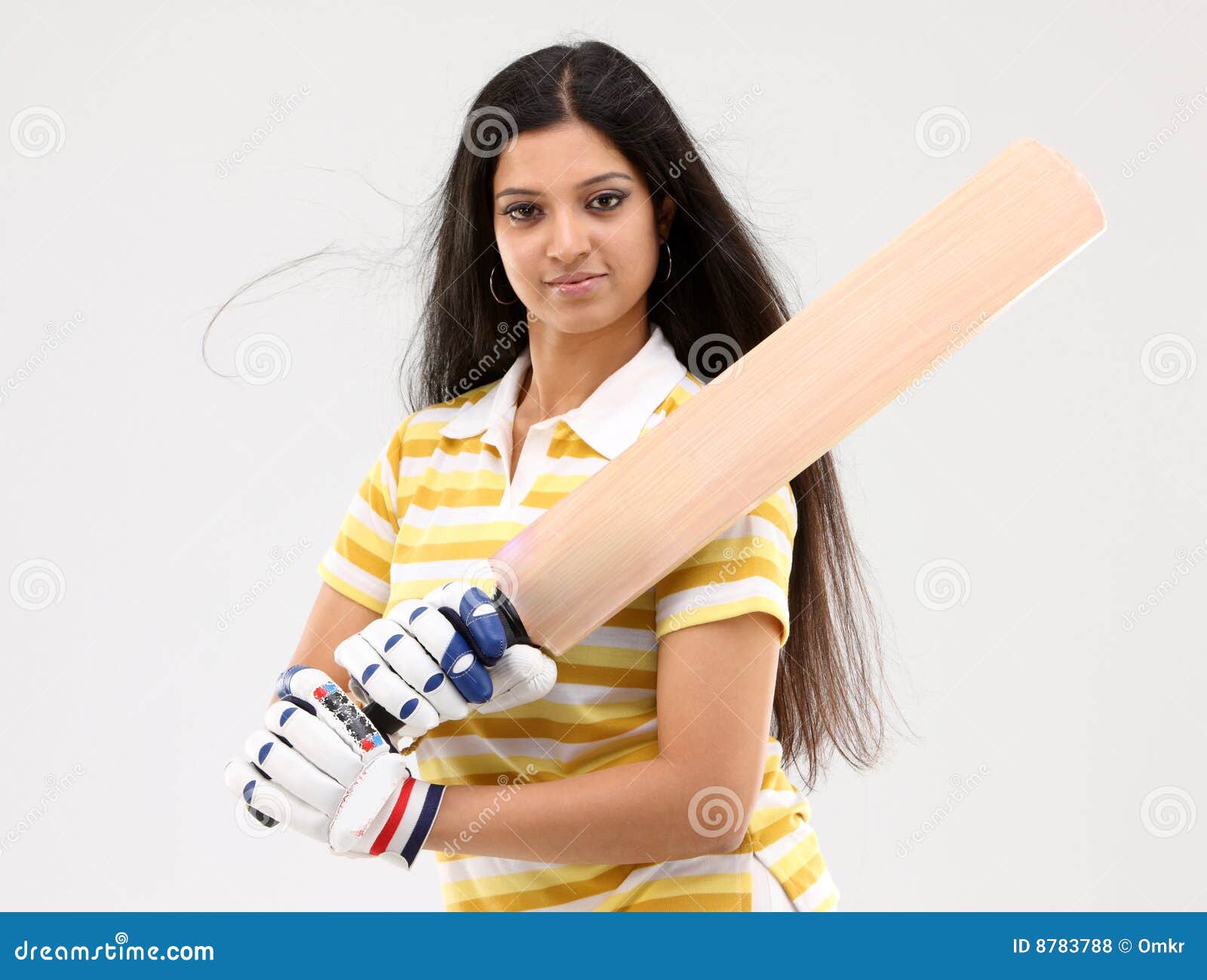 Lady holding cricket bat stock photo. Image of colors 8783788