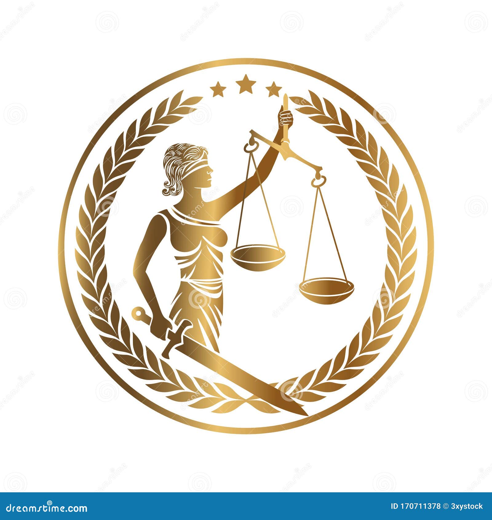 Lady Justice Themis Golden Emblem Stock Vector - Illustration of ...