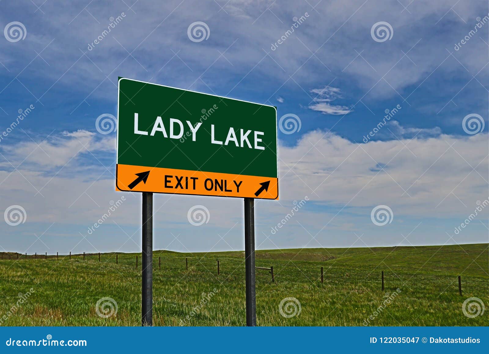 Us Highway Exit Sign For Lady Lake Stock Image Image Of Bright Open 122035047 