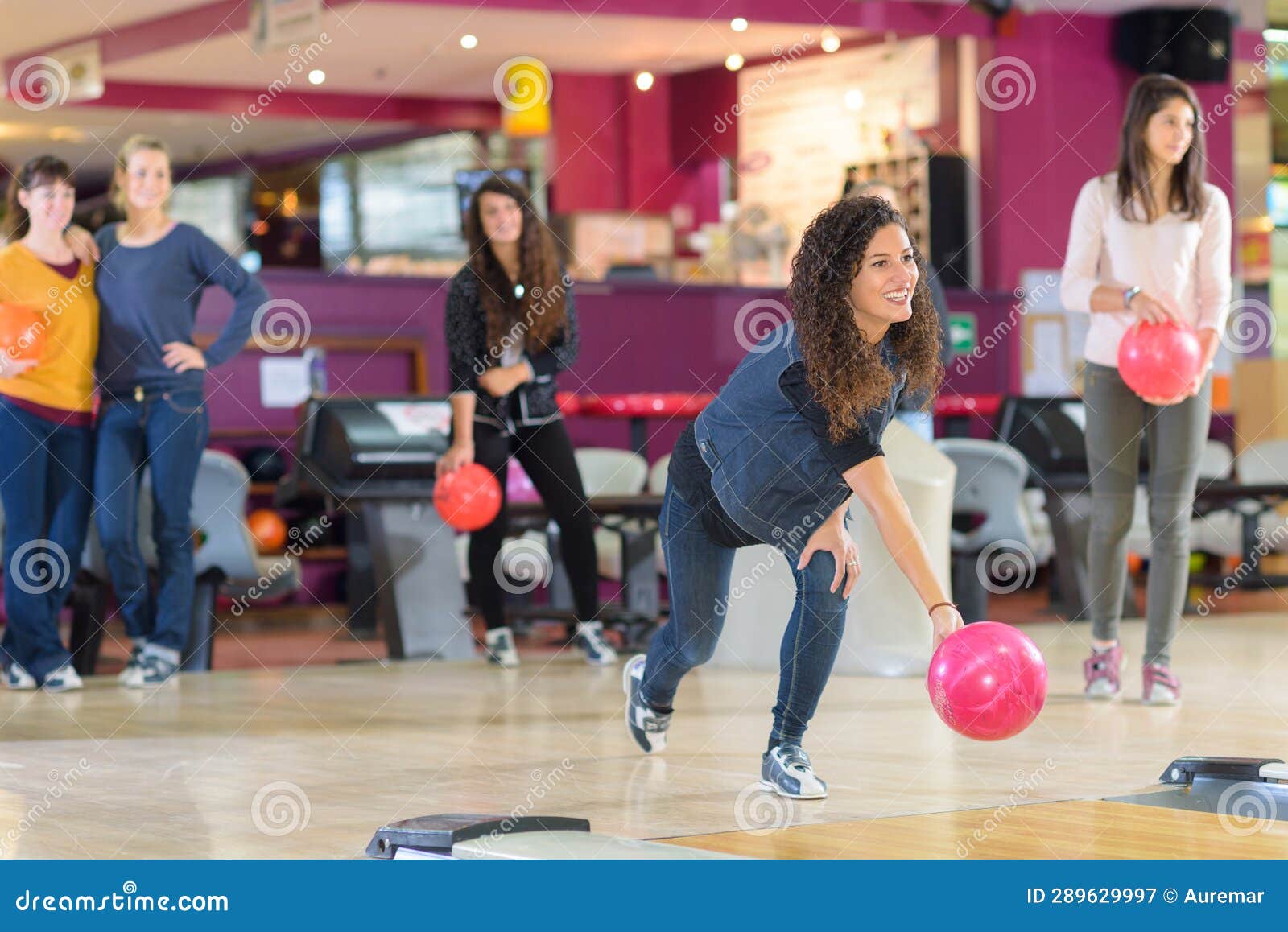 Lady Launching Bowling Ball Stock Image Image of center, procedure
