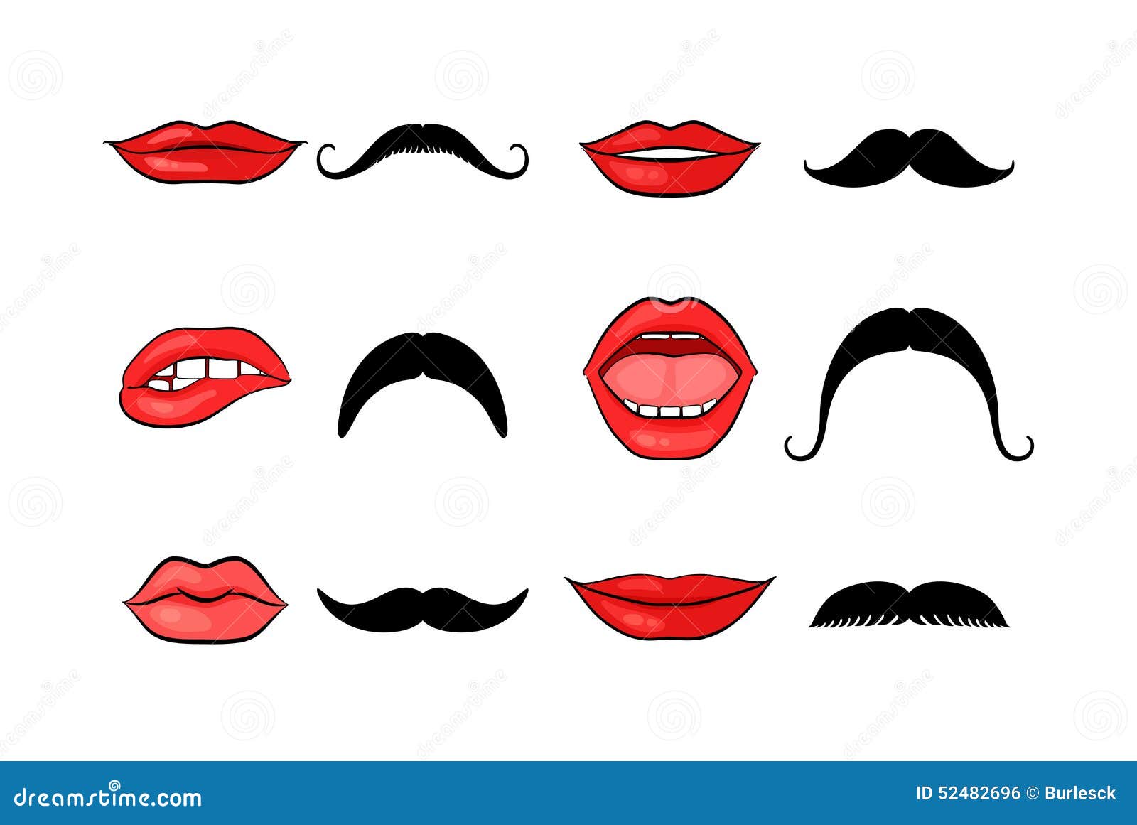 Lady Lips And Gentleman Mustaches Stock Vector - Image 