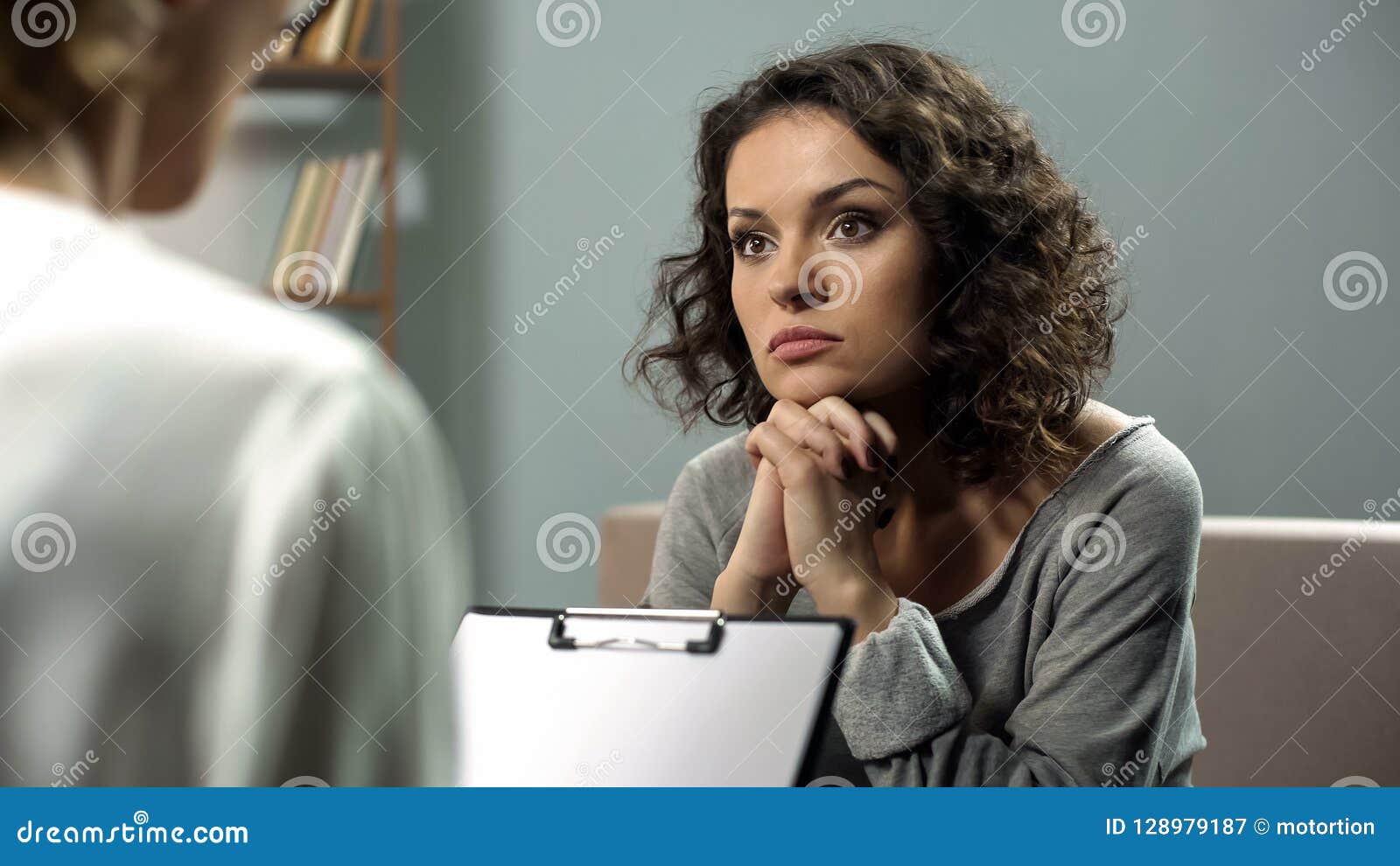 lady listening attentively to her psychotherapist advice, mental health, hope