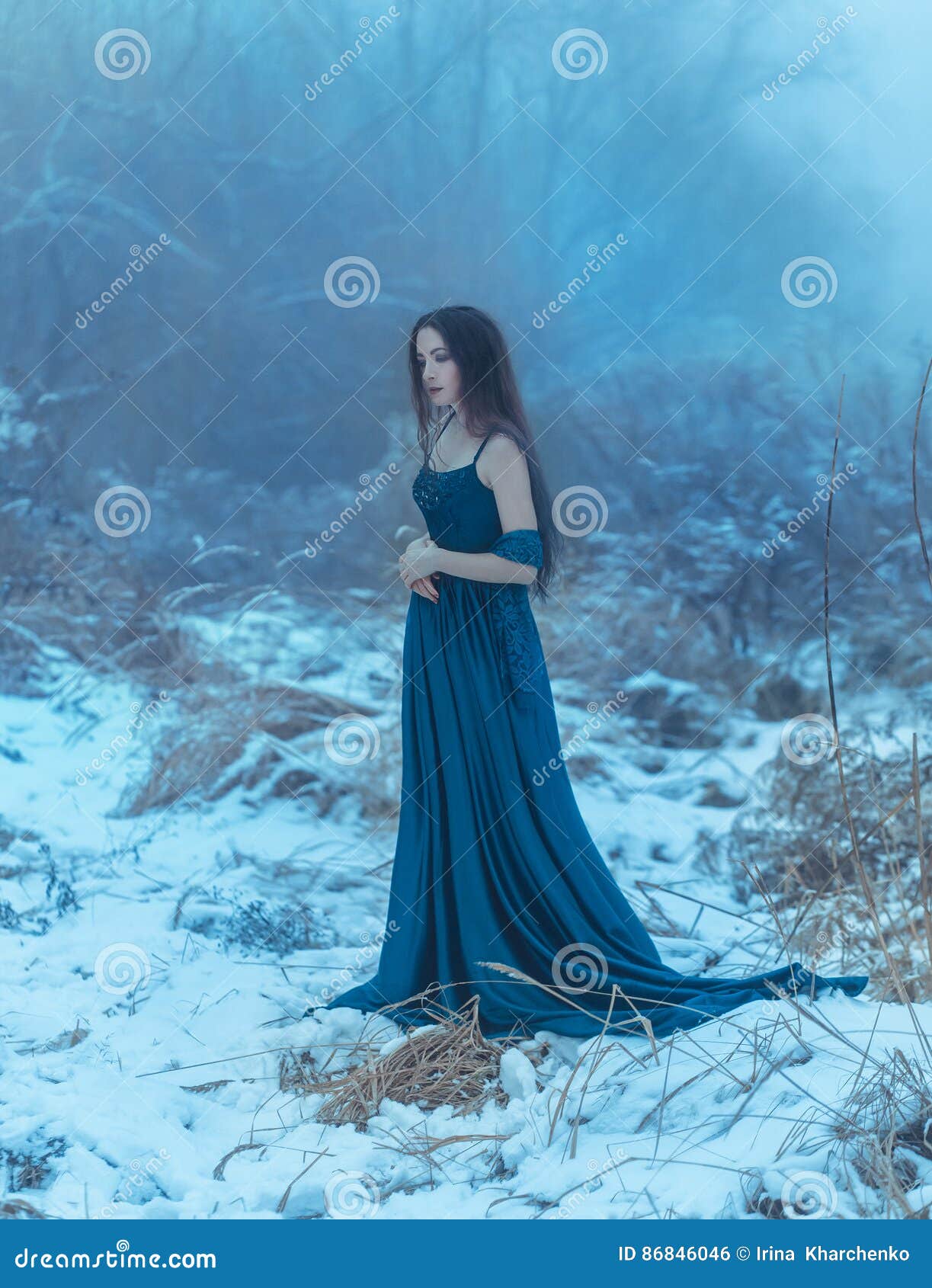 lady in a luxury lush blue dress