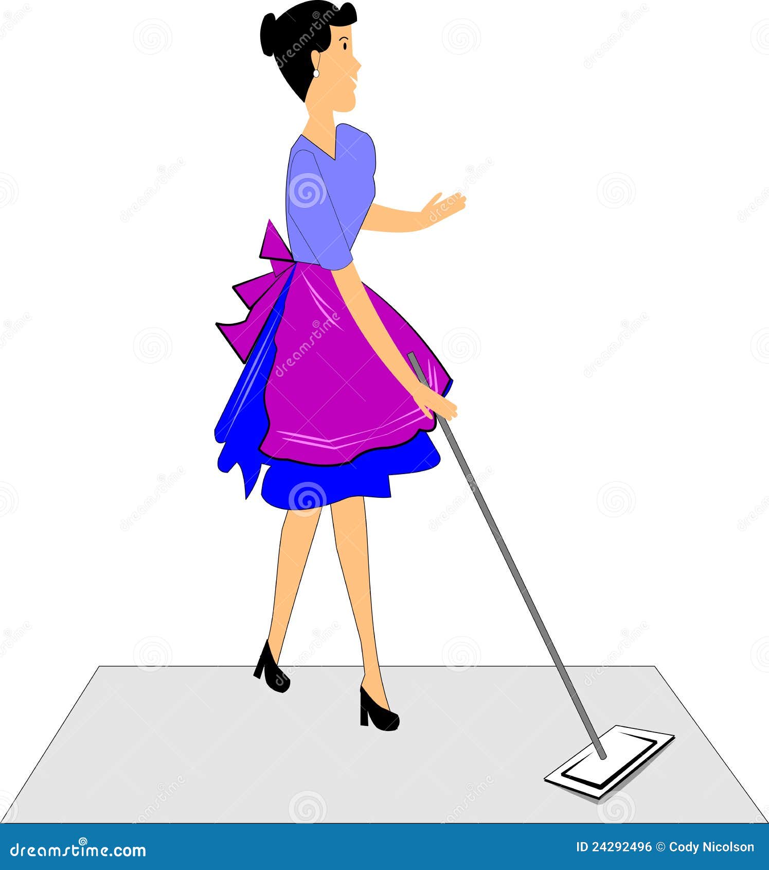 Lady mopping the floor stock vector. Illustration of dust 24292496