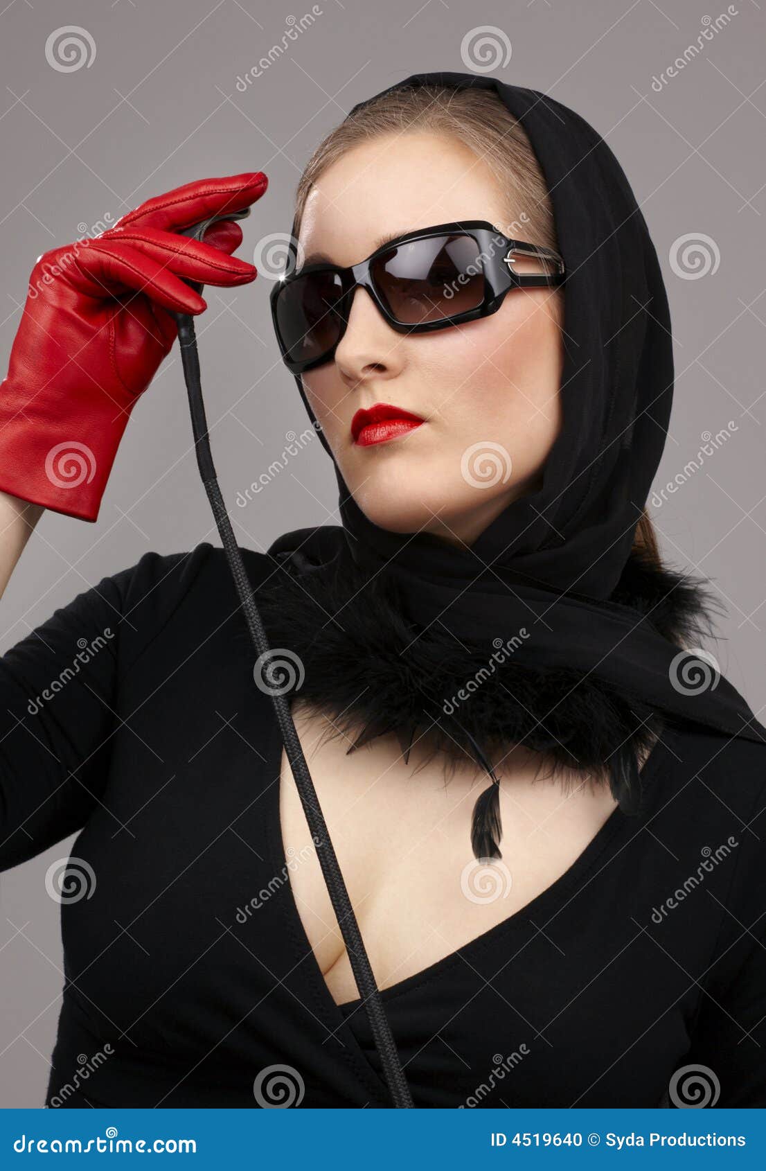 Lady in Red Gloves with Crop Stock Photo Image of classy, female 4519640