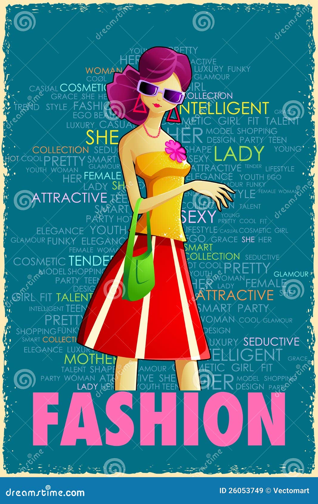 Lady in Retro Style stock vector. Illustration of beauty - 26053749
