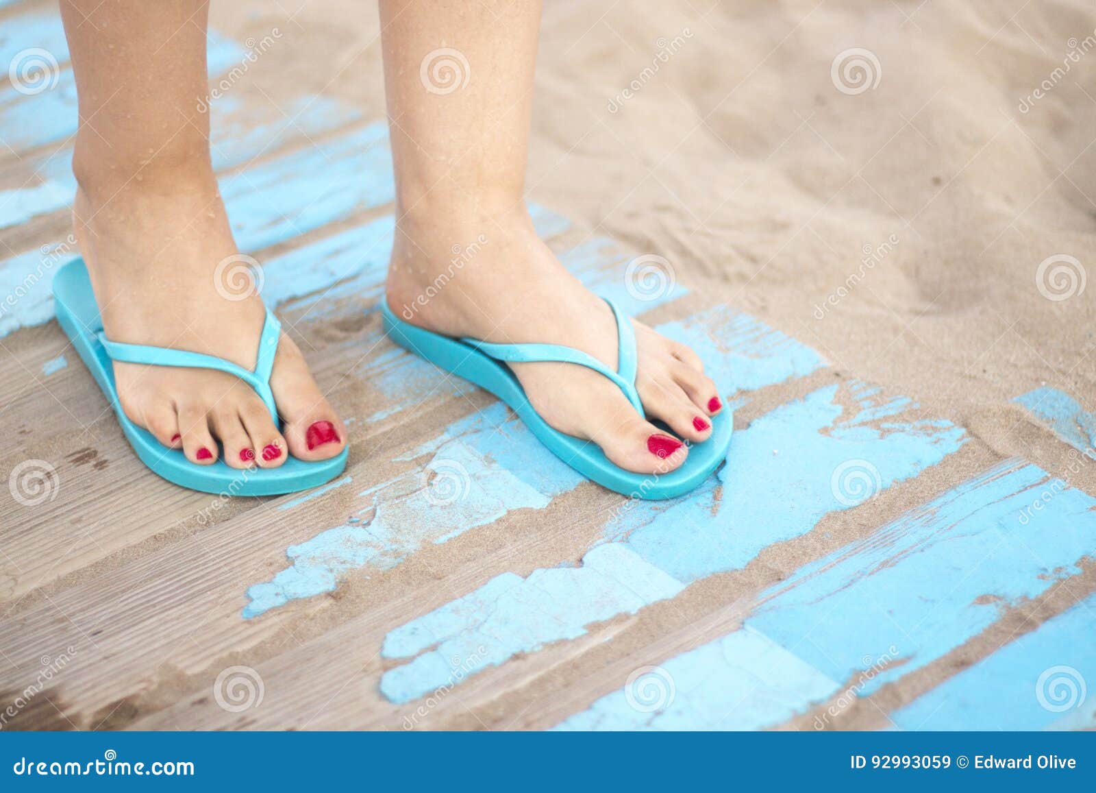 Lady& X27;s Feet in Sandals on Beach Stock Image - Image of person ...