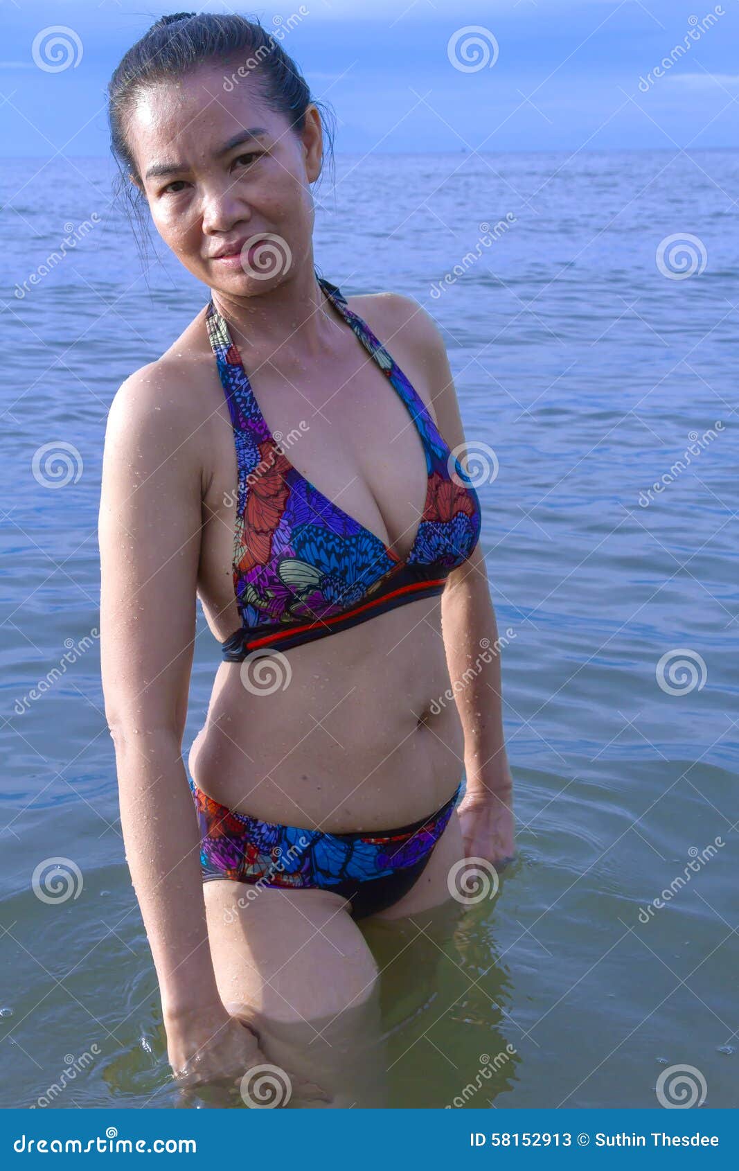Lady bikini in water stock image. Image of andaman, mother - 58152913