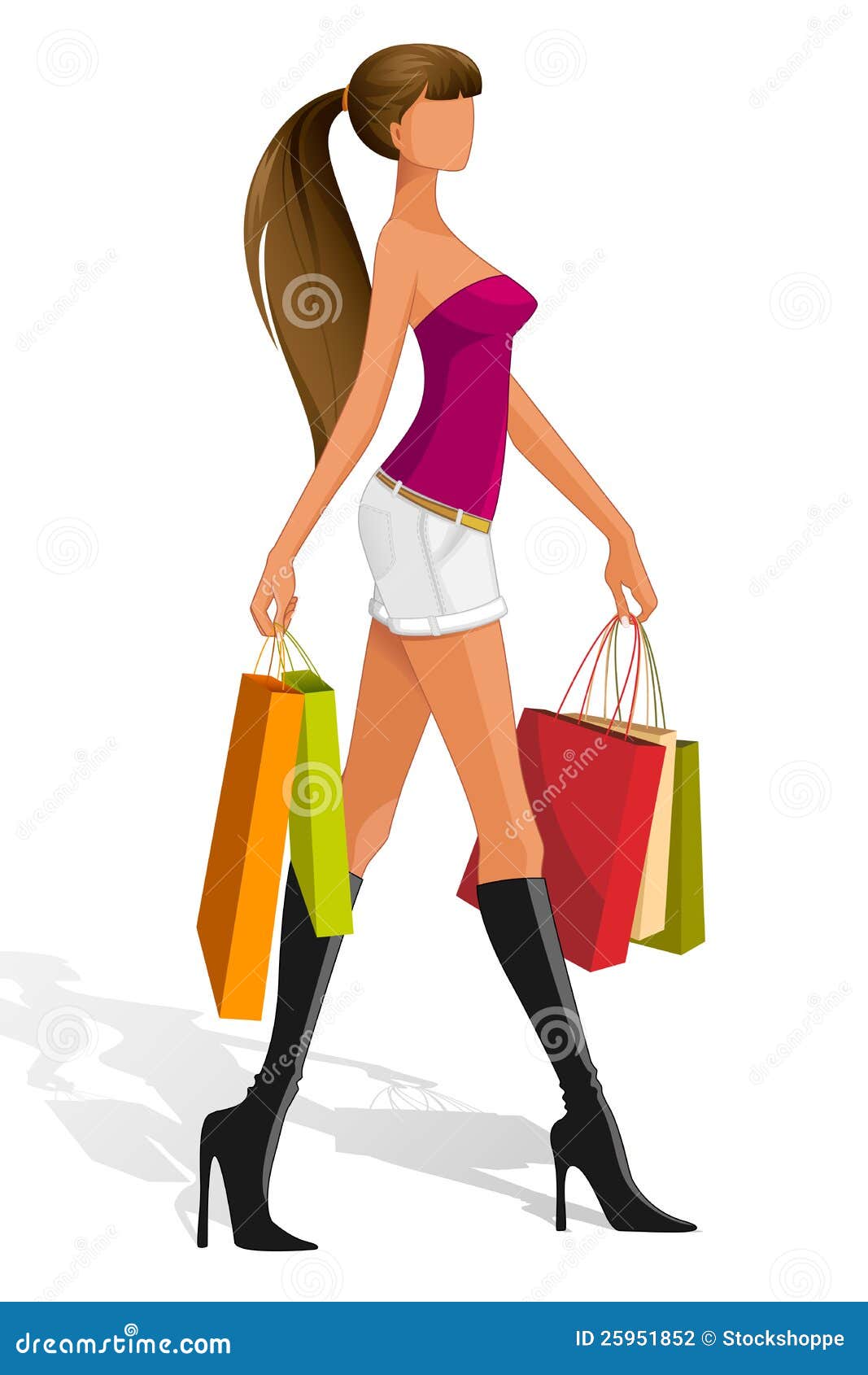 Lady with Shopping Bag stock vector. Illustration of female - 25951852