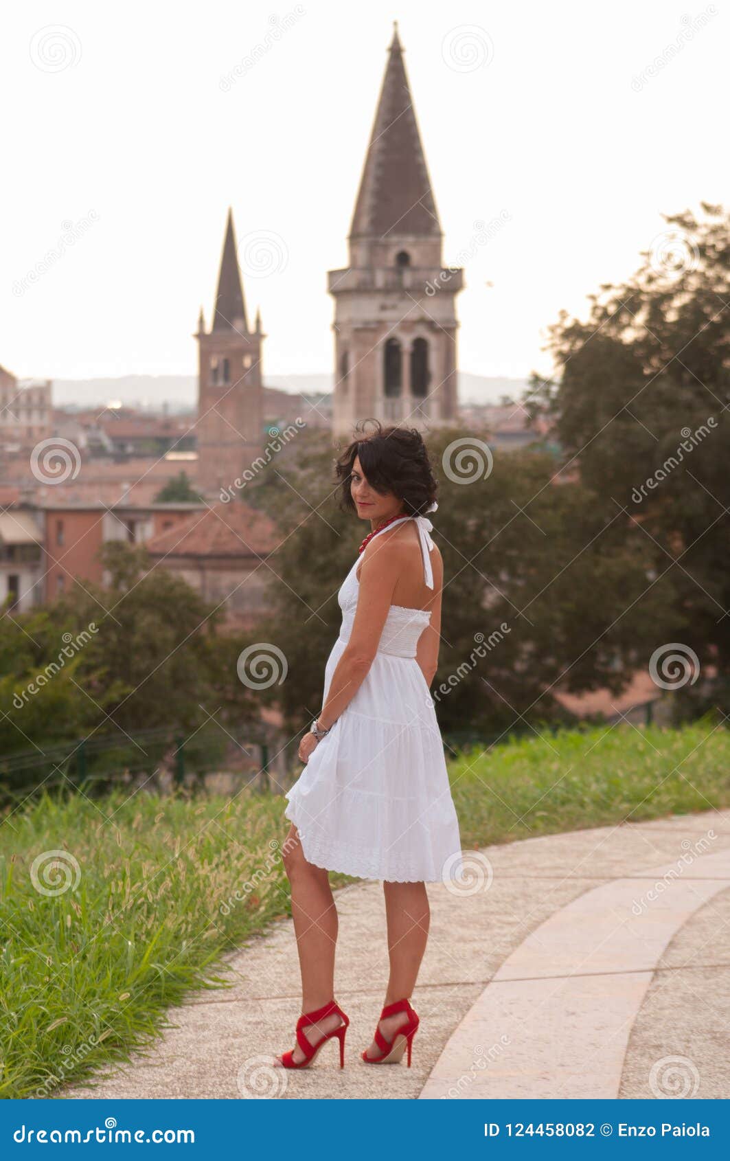 white dress white heels