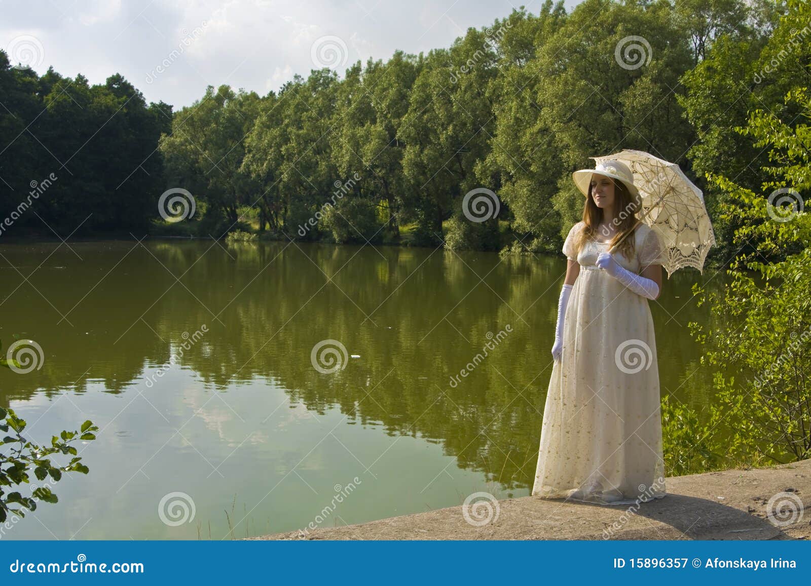 Lady in white stock image. Image of summer, clothes, european - 15896357