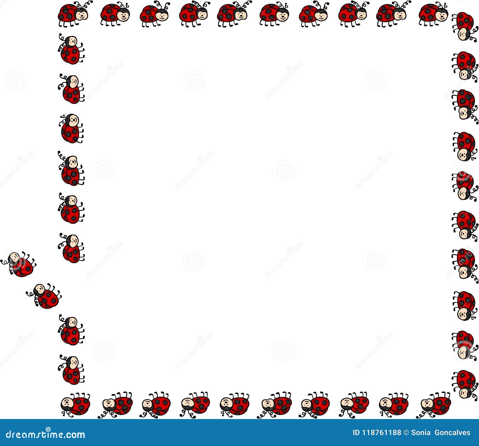 Ladybug Border Rectangle Frame Stock Vector Illustration Of Insect Joyful 118761188