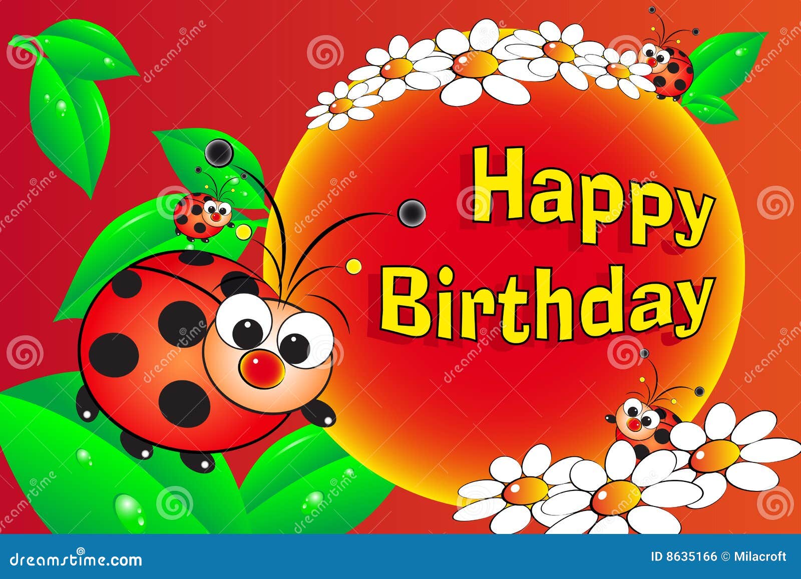Ladybug And Flowers Birthday Card Stock Vector Illustration Of Children Card Ladybug And Flowers Birthday Card Stock Vector Illustration Of Children Card