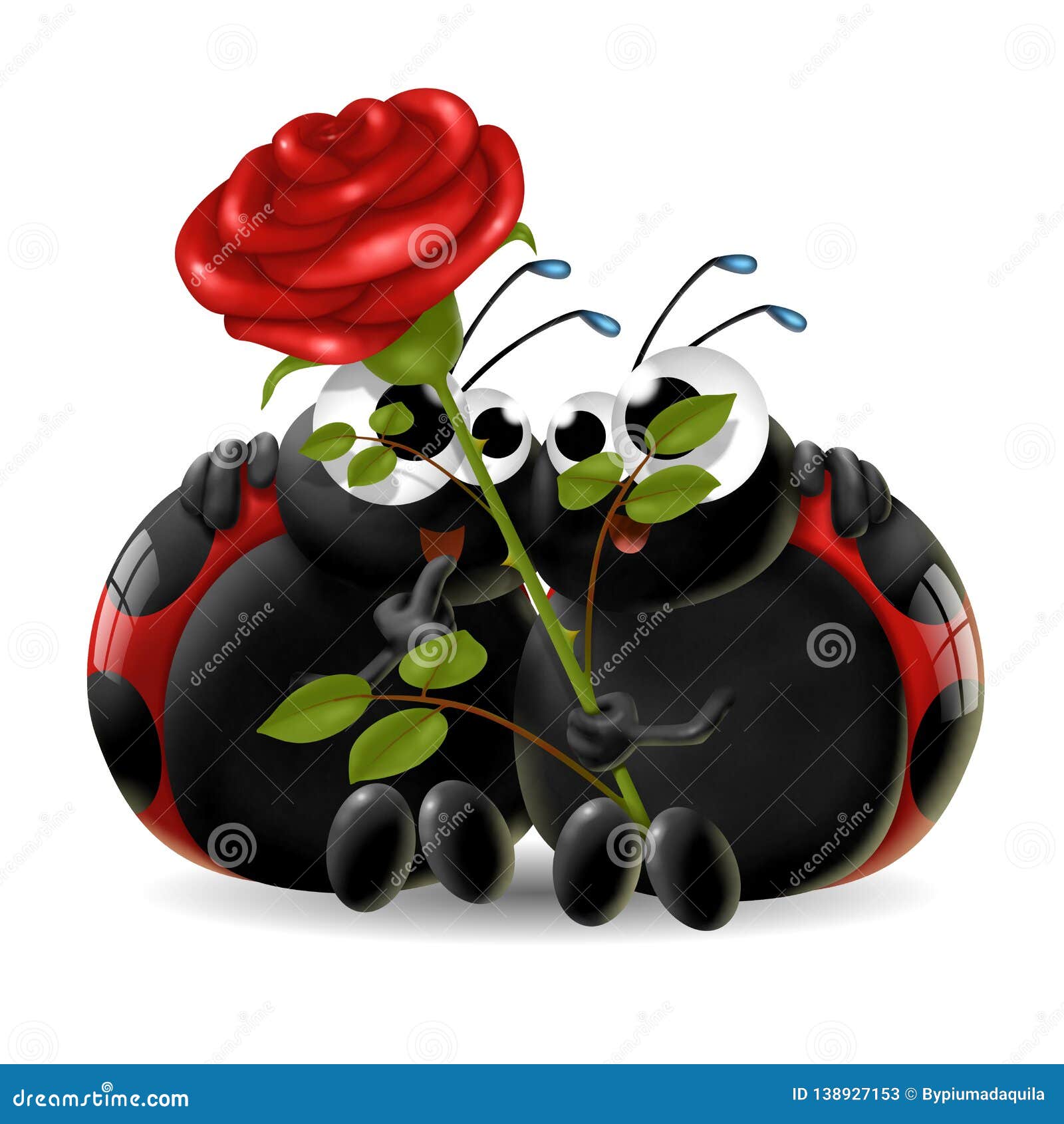 ladybugs with rose