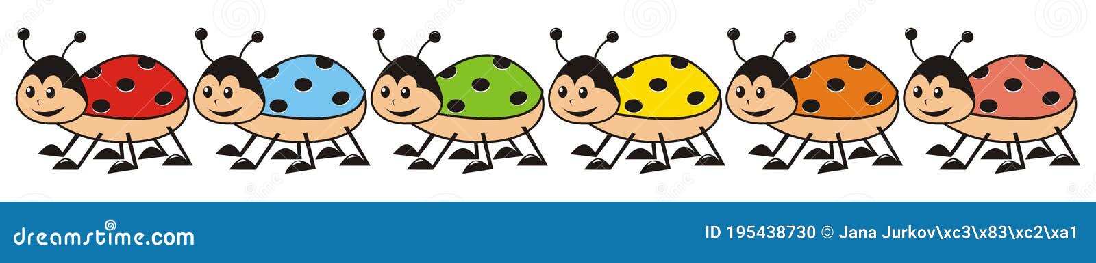 Download Ladybugs In A Row, Vector Border Stock Vector ...