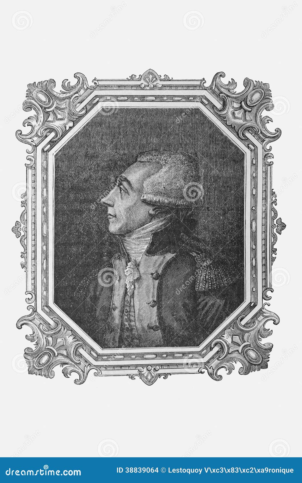 Lafayette, Portrait of the General, Stock Illustration Illustration