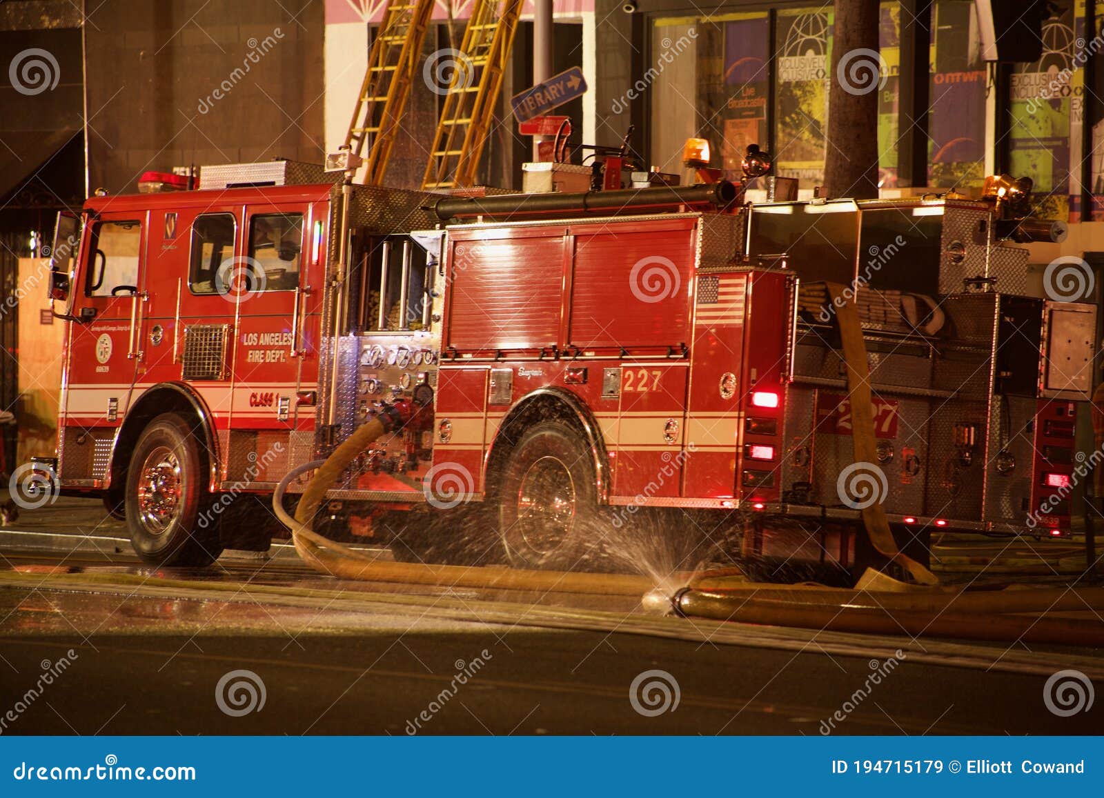 LAFD Fire Engine Ladder On Sunset Blvd. Editorial Image CartoonDealer