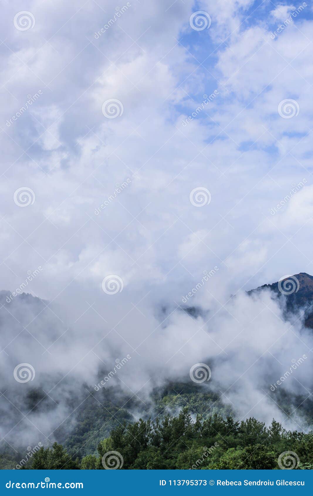 Lage wolken op bergen. Lage wolken op de bergen na een onweer