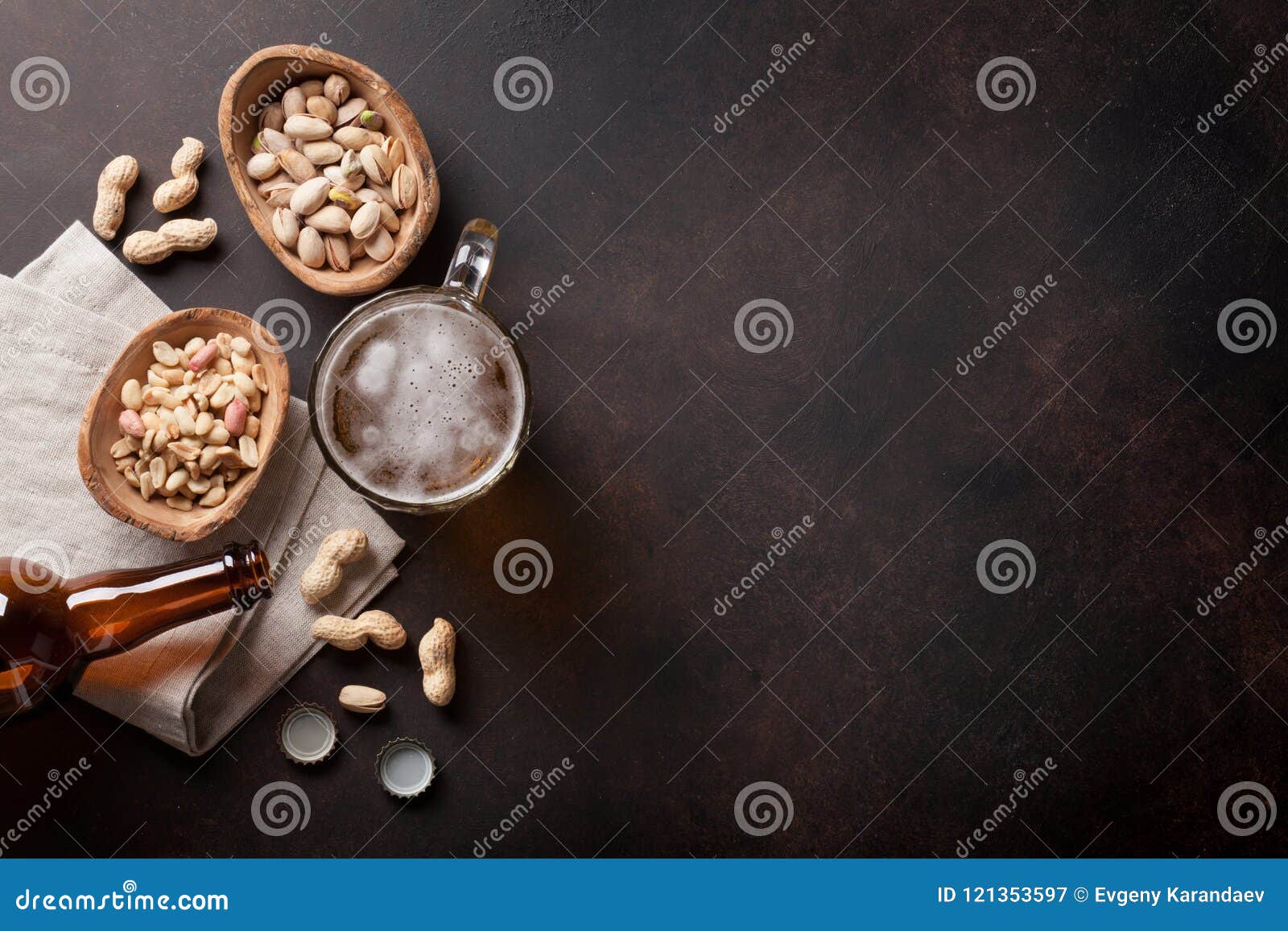 Lager beer and nuts stock image. Image of drink, pint 121353597