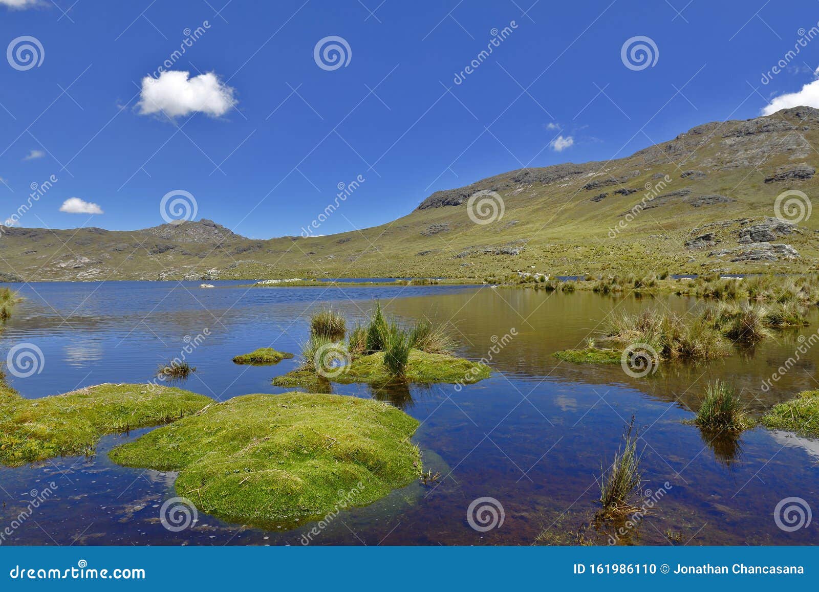 lago andino with mountains
