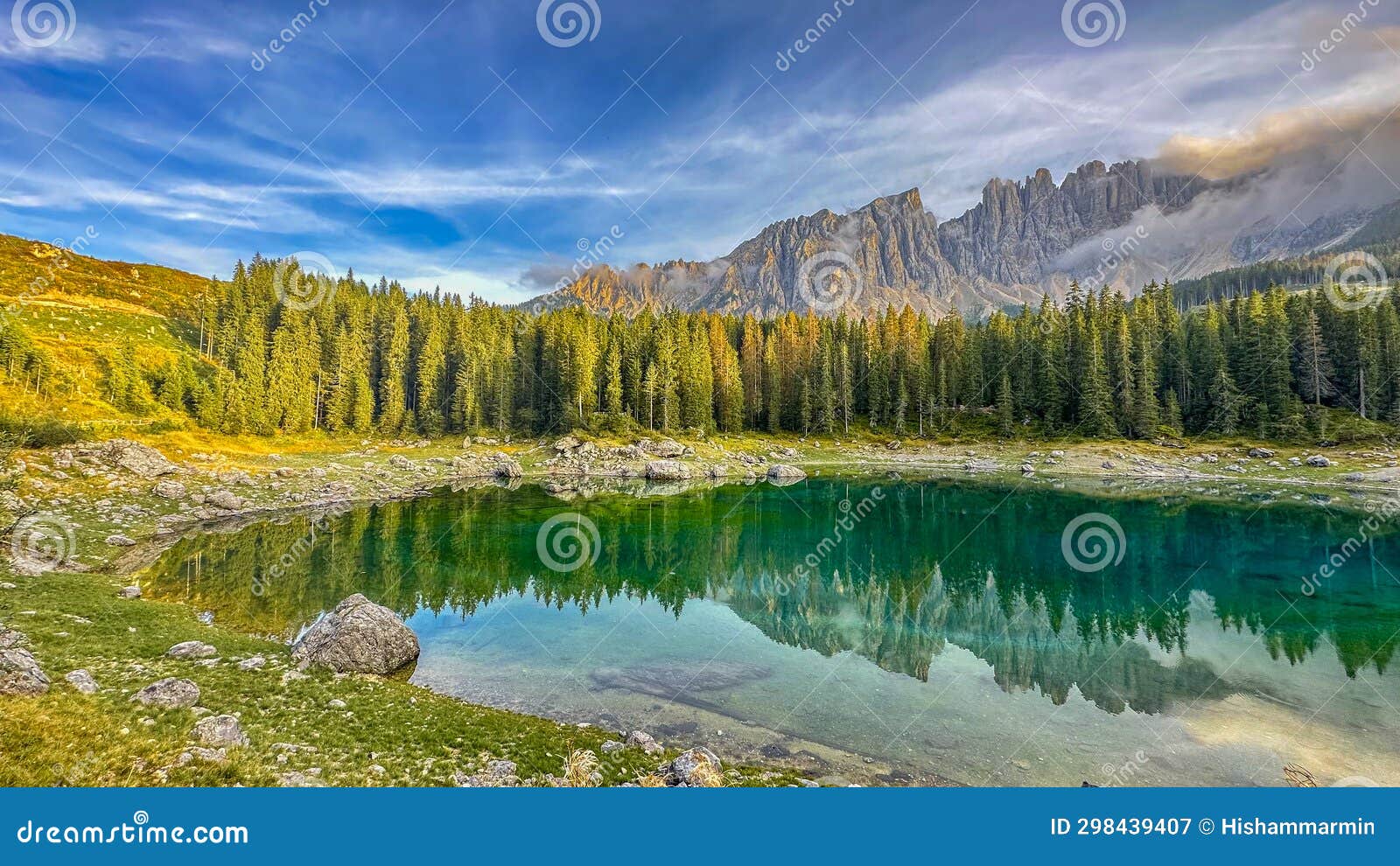 lago di carezza,graceful at 1,519m, an alpine gem with emerald waters