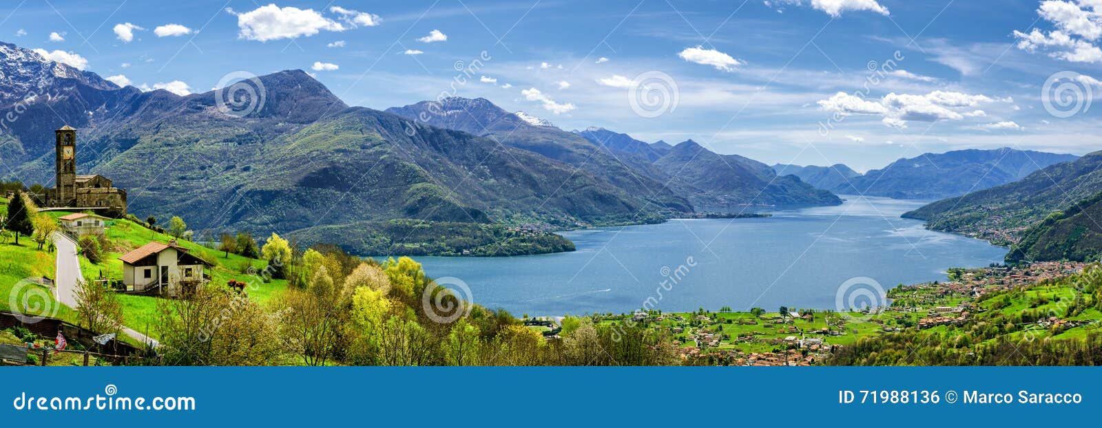 Lago Di Como (Lake Como) High Definition Panorama Stock Photo Image