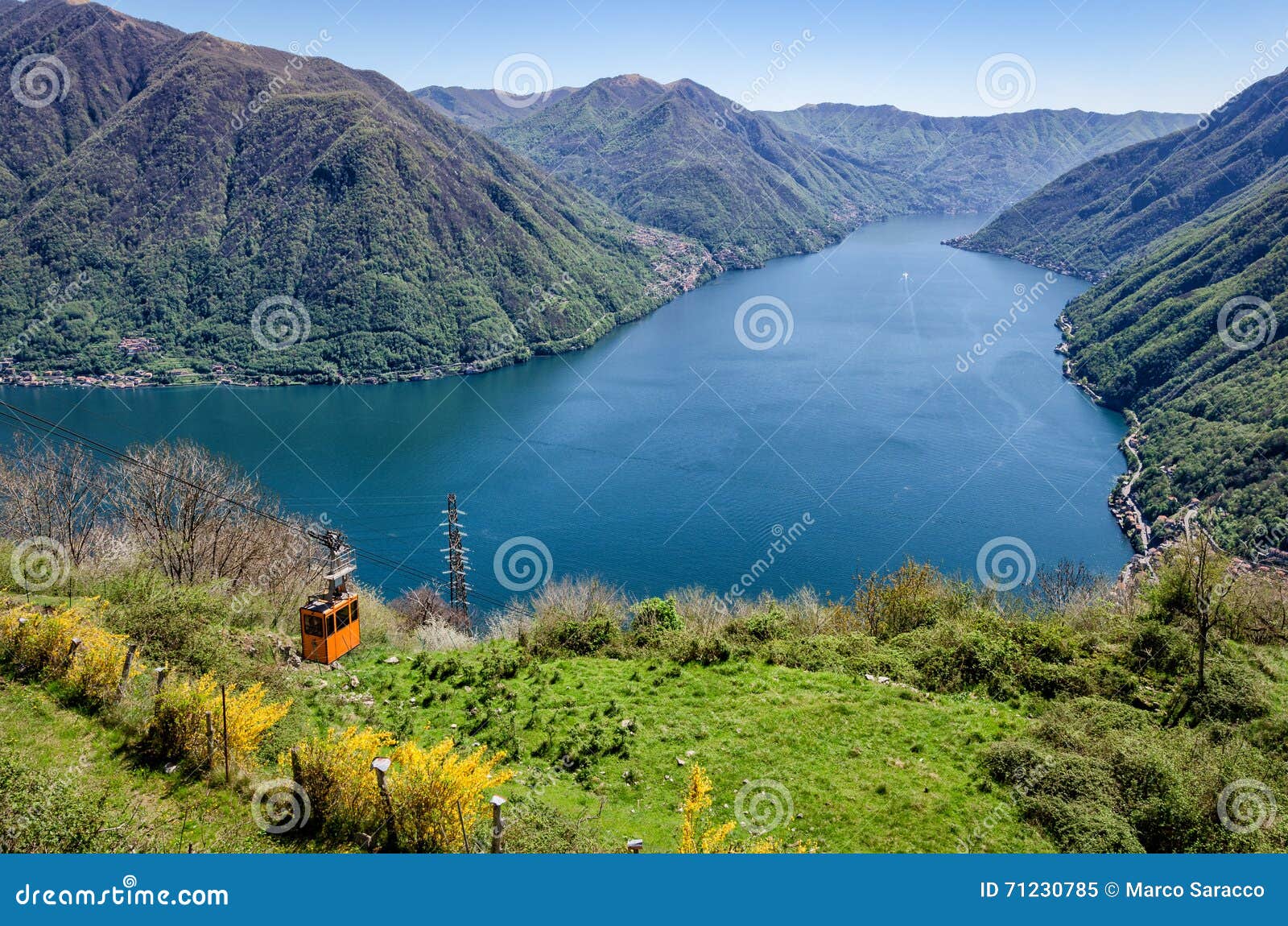 lago di como (lake como) scenic view with cable car