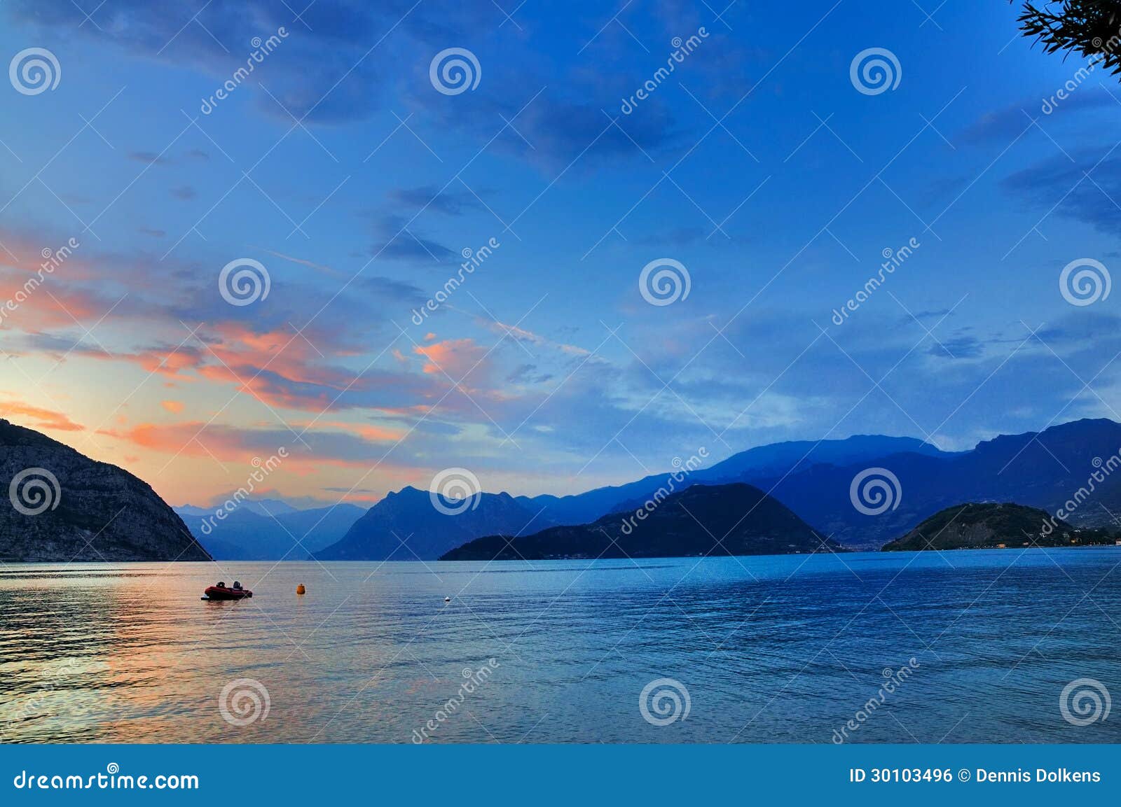lago di iseo by dusk, italy