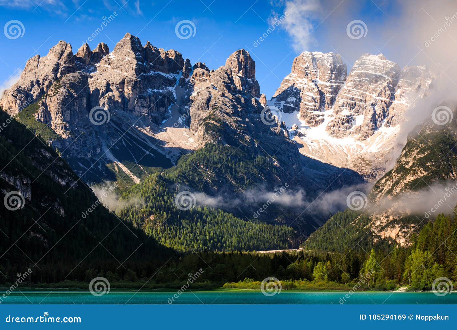 lago di landro lake in the dolomites, south tyrol, italy