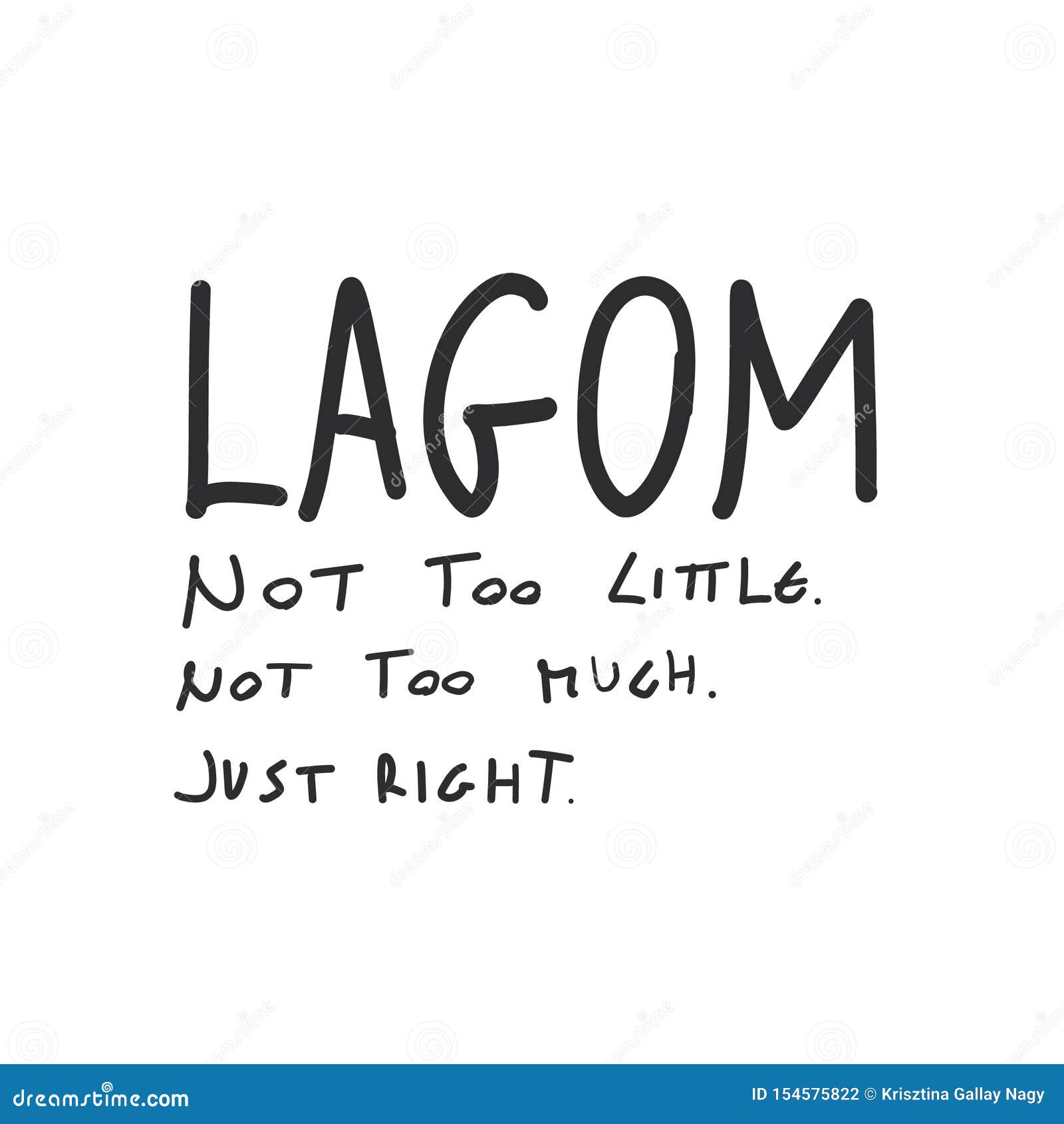 Lagom, que significa texto manuscrito inspirador. estilo de vida escandinavo  simples.