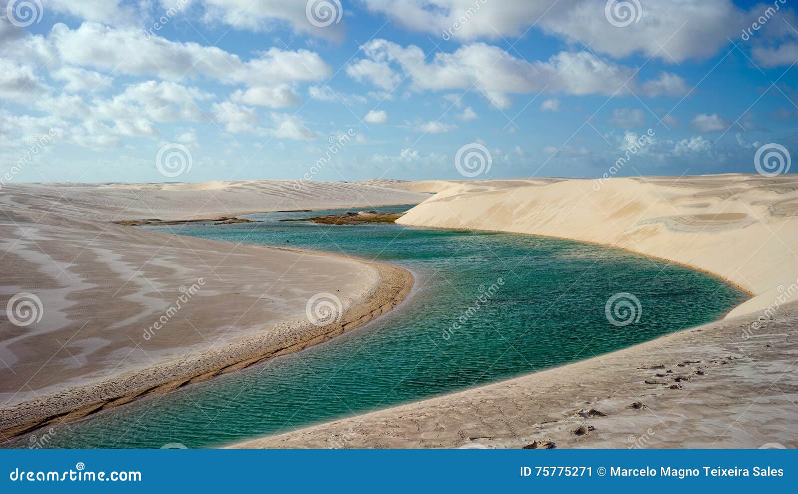 lagoon and dunes at grandes lencois, lencois maranhenses national park, maranhao, brazil