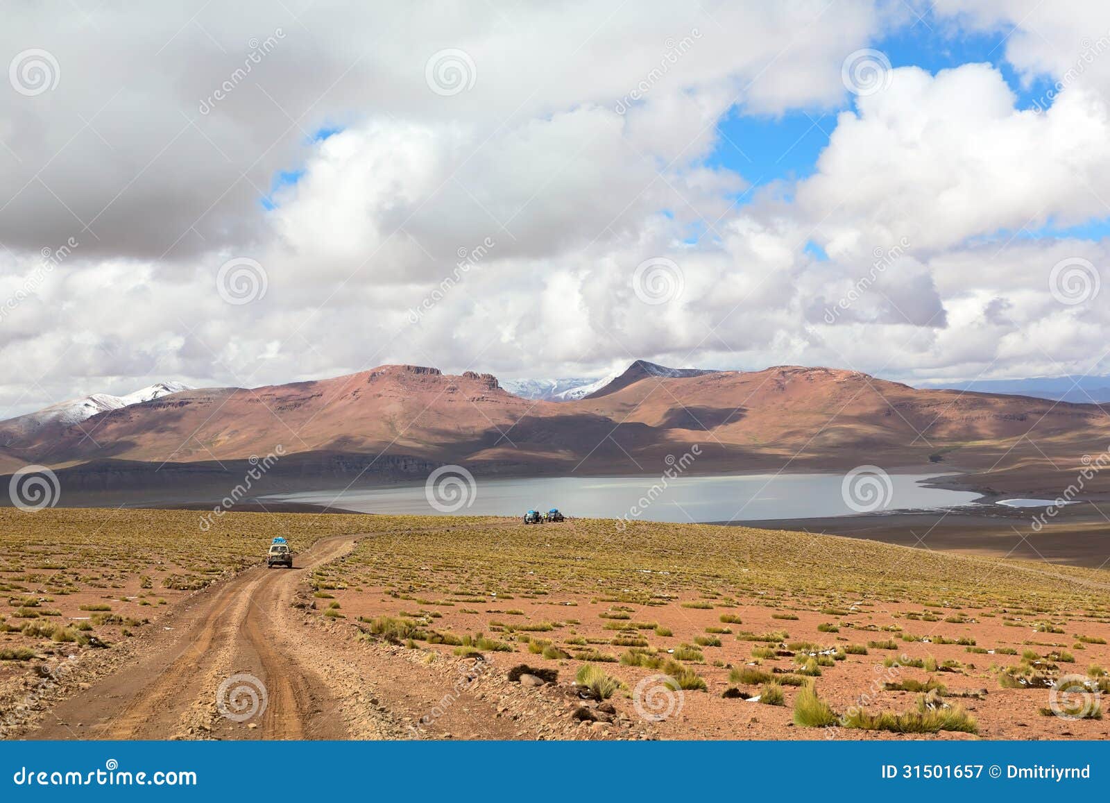 lagoon morejon in altiplano of the andes, bolivia