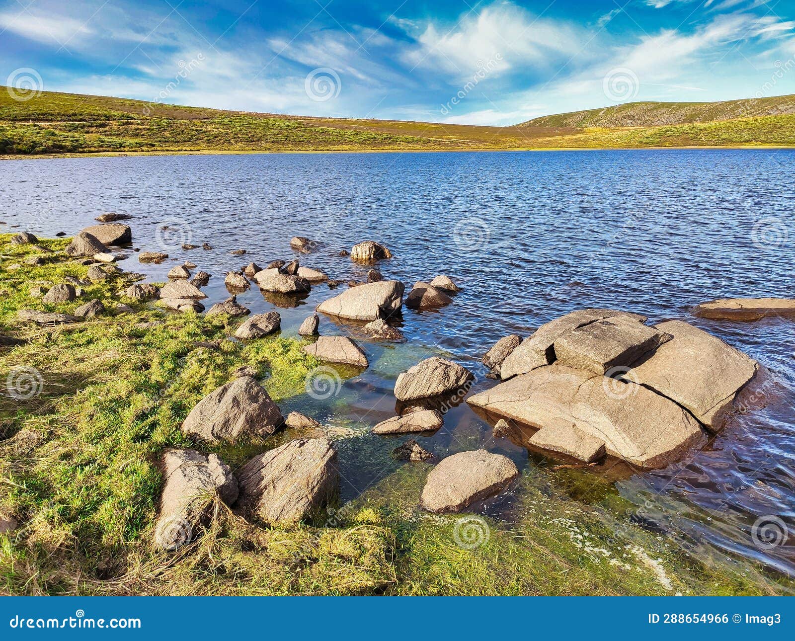 laguna de los peces lagoon, sanabria lake natural park. zamora province, spain