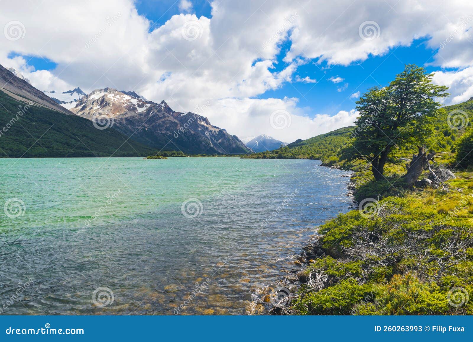 lagunas madre e hija lake in los glaciares national park in argentina