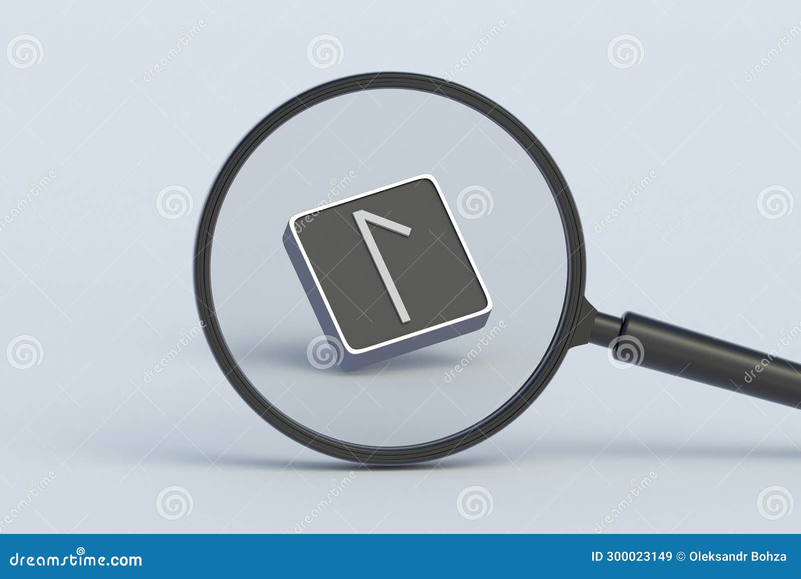 laguz rune on button behind magnifying glass. ancient german alphabet. mystical . scandinavian futhark