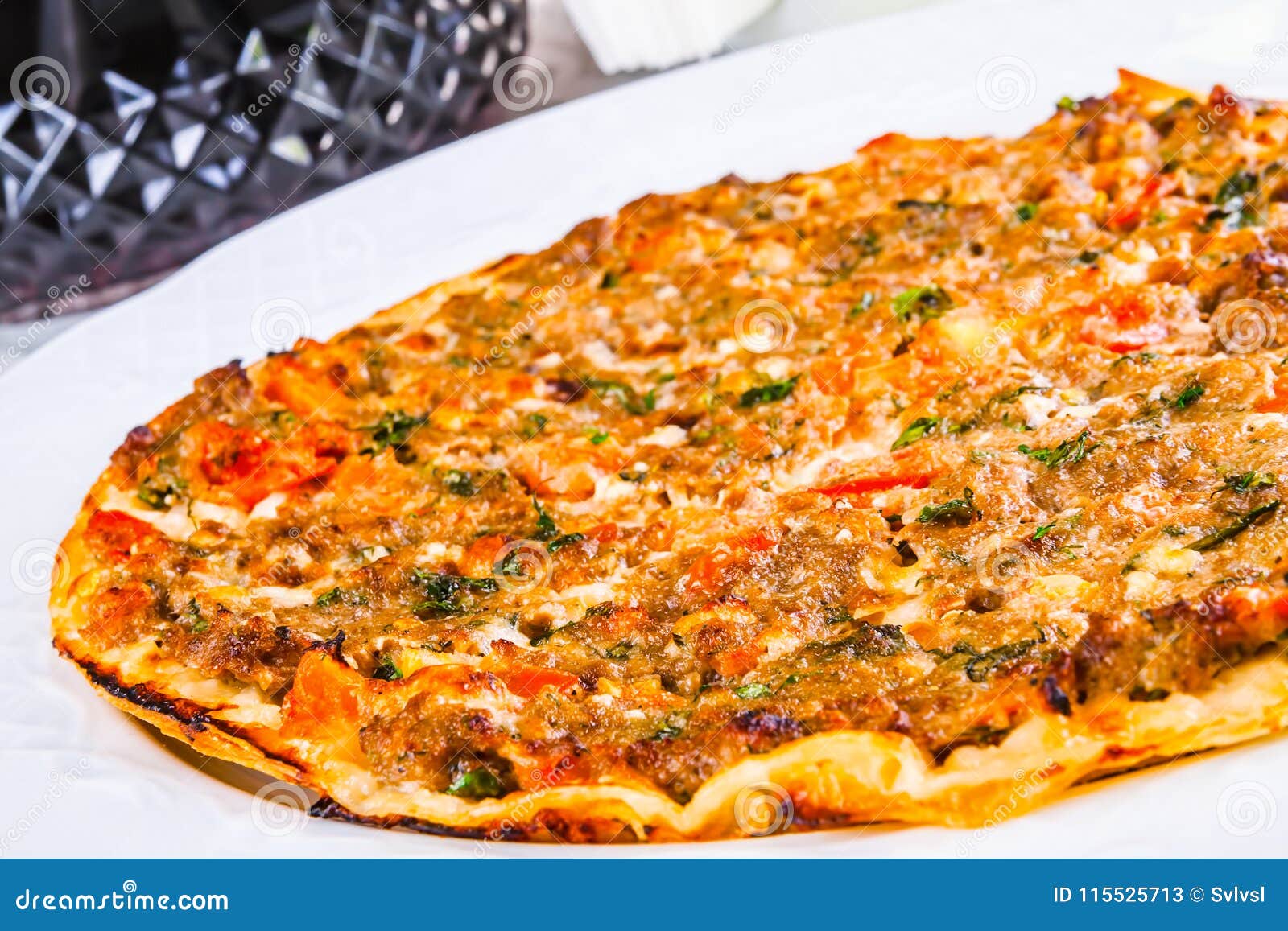 Lahmacun. Armenian Flat Bread Stuffed with Meat Stock Image - Image of ...
