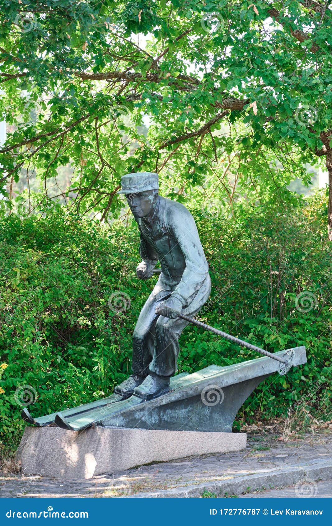 Sculpture `Hiihtajapatsas` - `Skier Statue` Near a Lahti Stadium