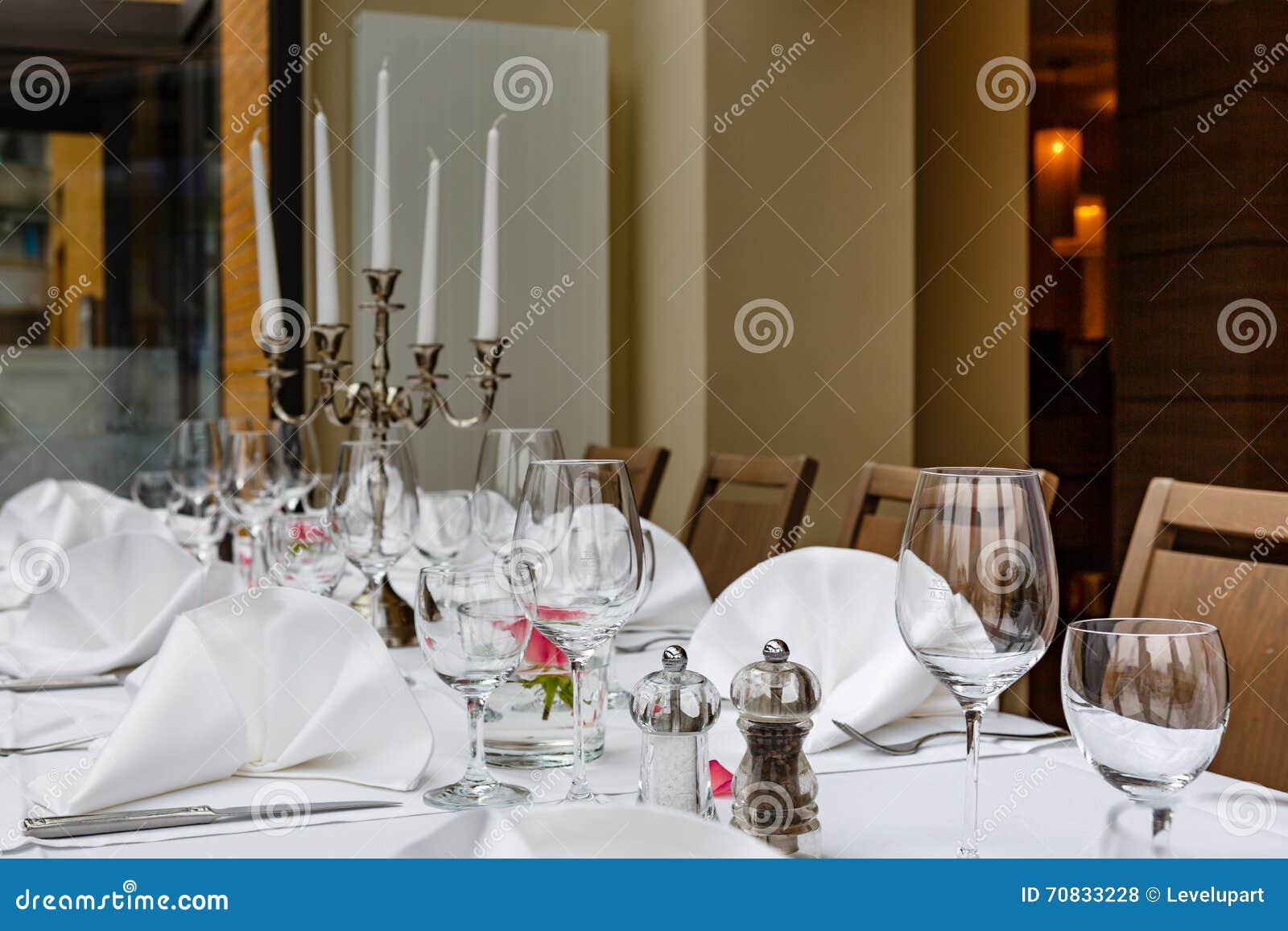 Laid Tables Reserved for Diners Stock Photo Image of cafeteria, style