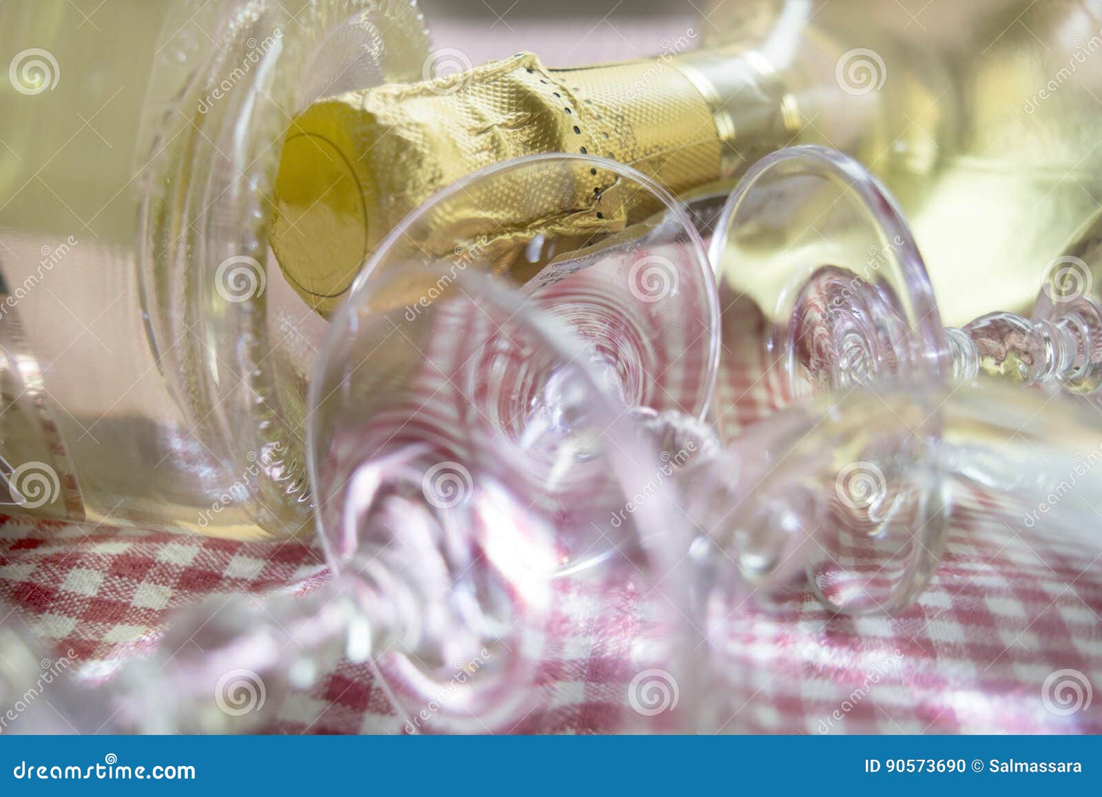 Lain White Wine Bottle and Flute Glasses Stock Photo Image of