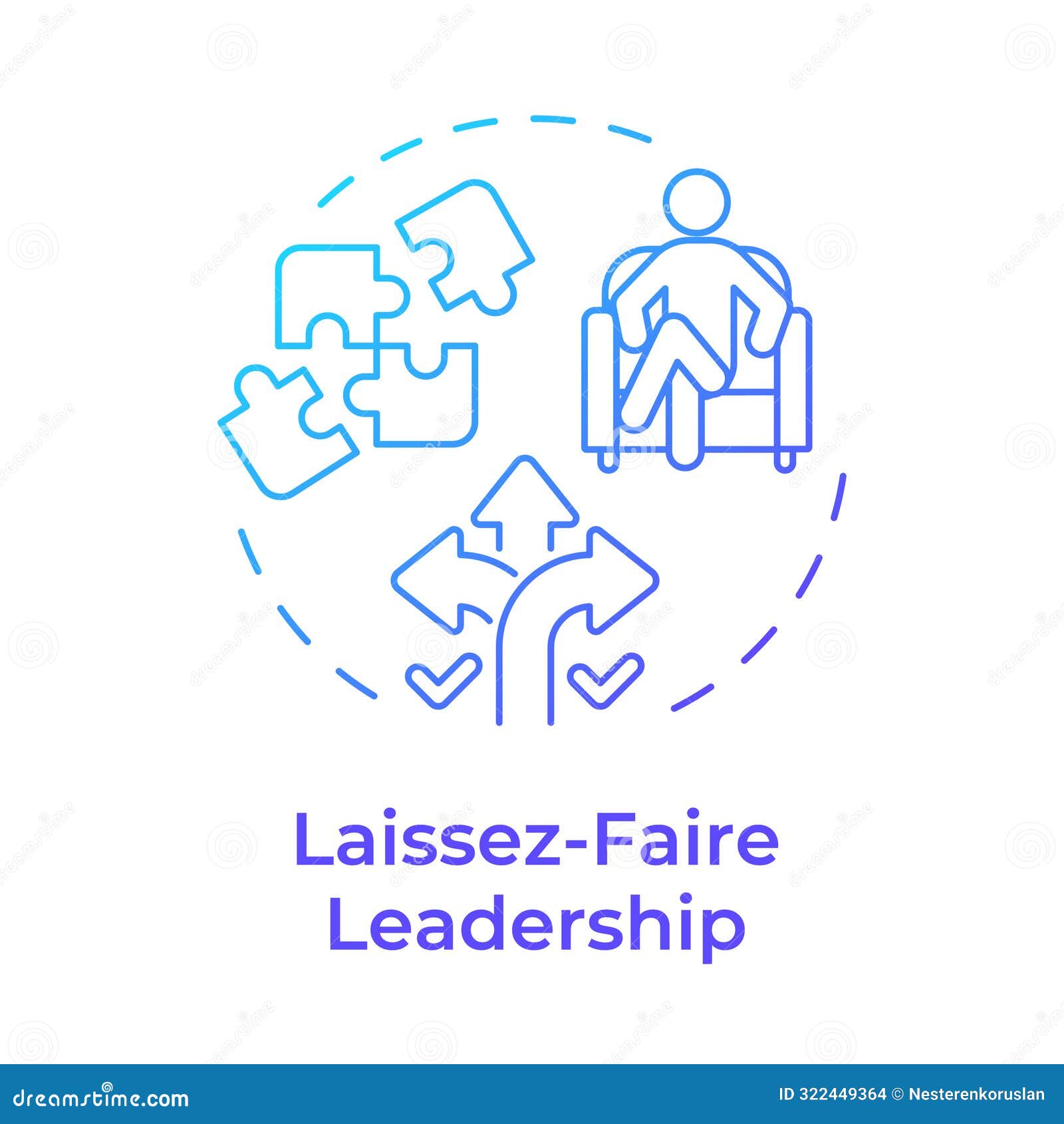 laissez-faire leadership blue gradient concept icon