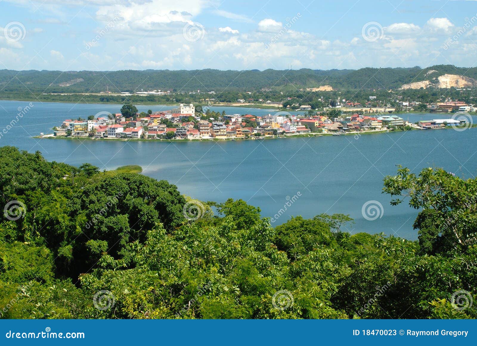 lake around flores guatemala central america