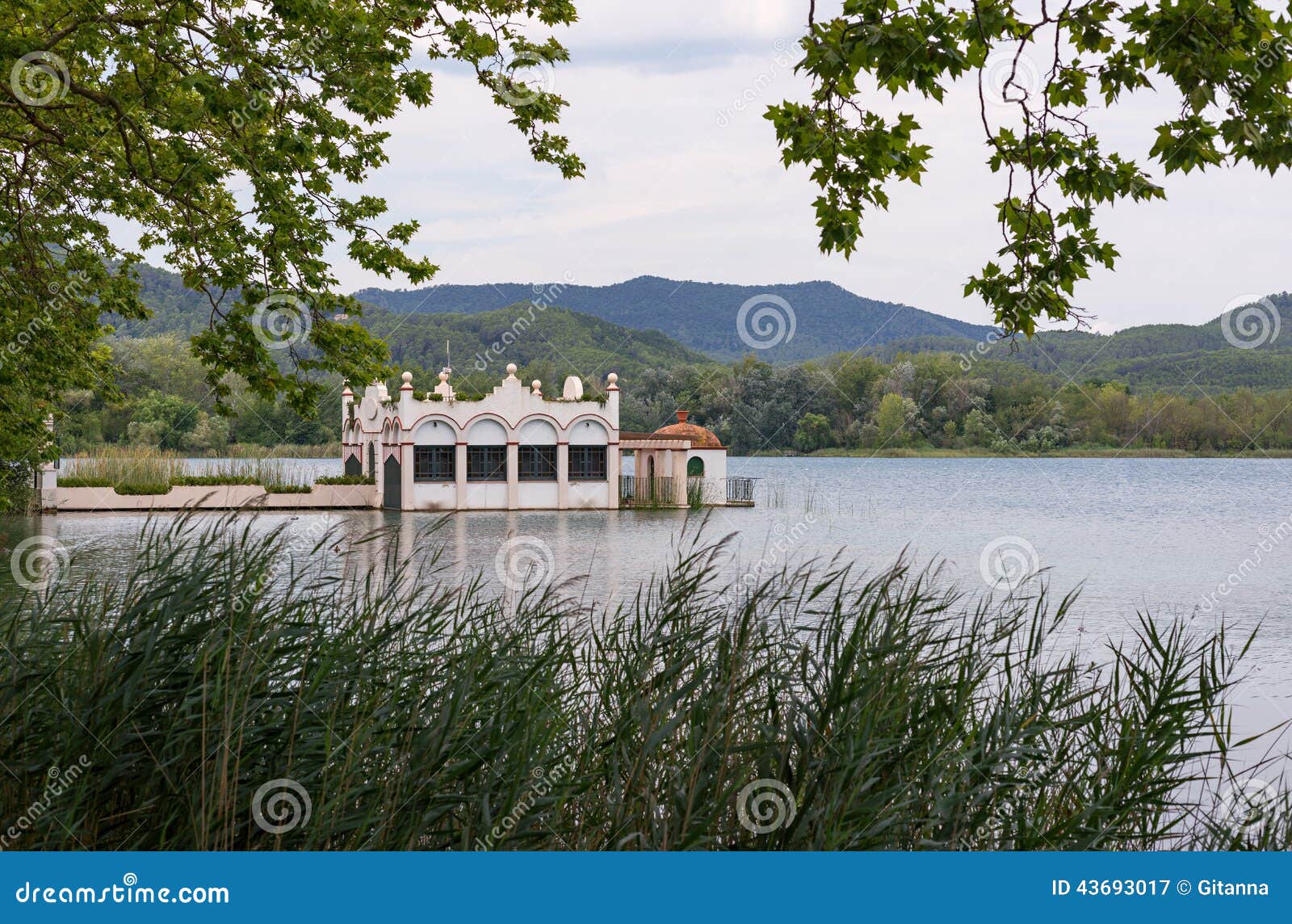 Lake Banyoles stock image. Image of white, nature, mountain 43693017
