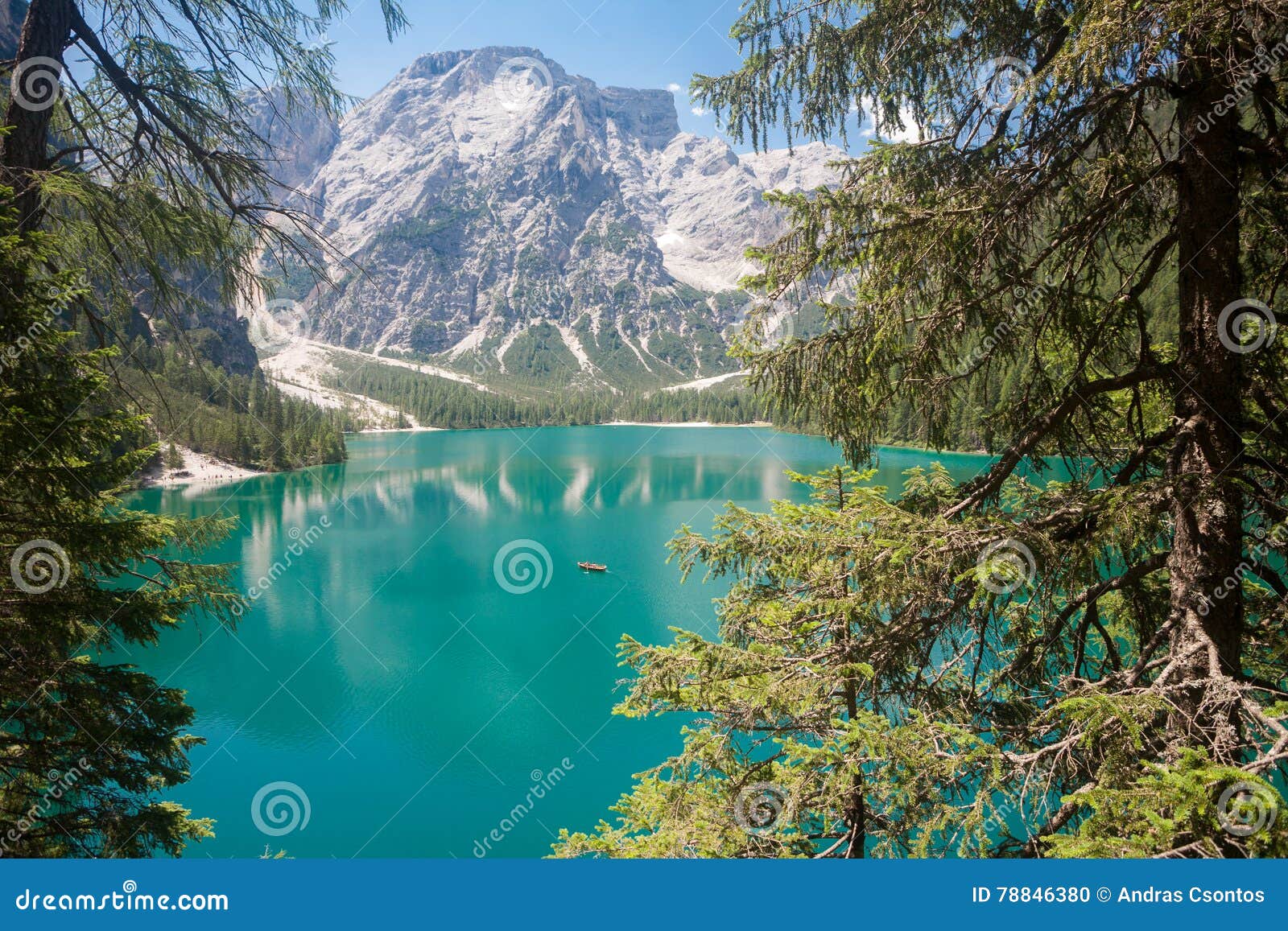 lake braies in the dolomites with the seekofel mountain in the b