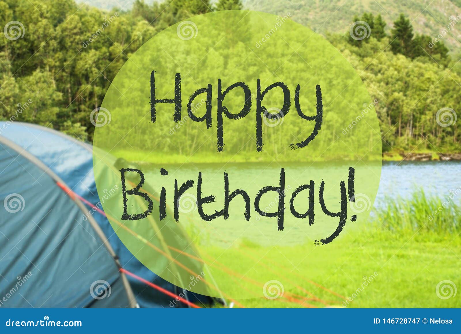 Lake Camping, Text Happy Birthday, Beautiful Nature Stock - Image lake, peace: 146728747