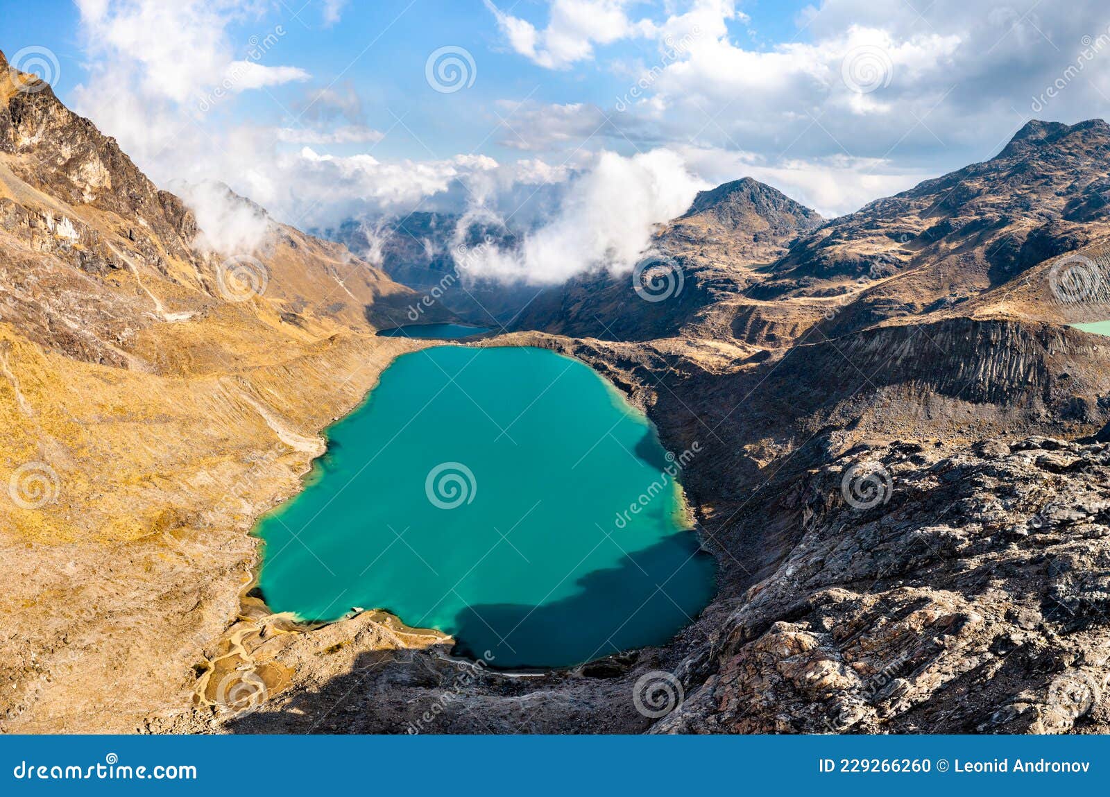 lake at the huaytapallana mountain range in huancayo, peru